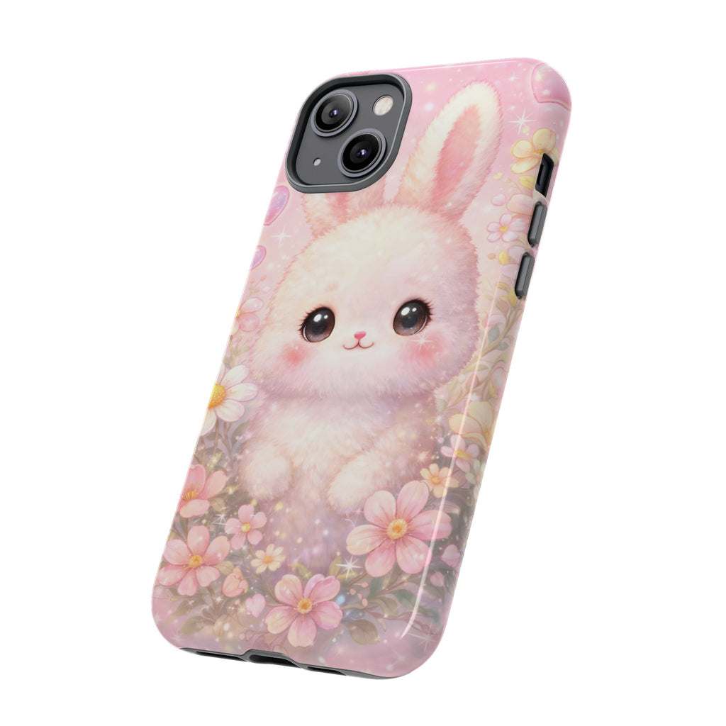 Kawaii Bunny Phone Case – Cute Pastel Bunny Floral Aesthetic iPhone Case, Adorable Kawaii Animal Phone Cover.