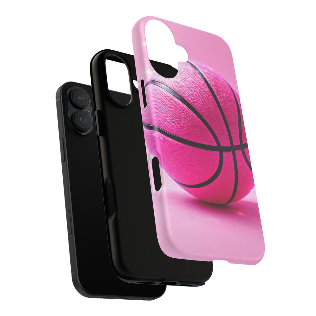 Pink Basketball Phone Case, Aesthetic Sports iPhone & Samsung Case, Cute Girly Athlete Case, Coquette Sport Phone Cover