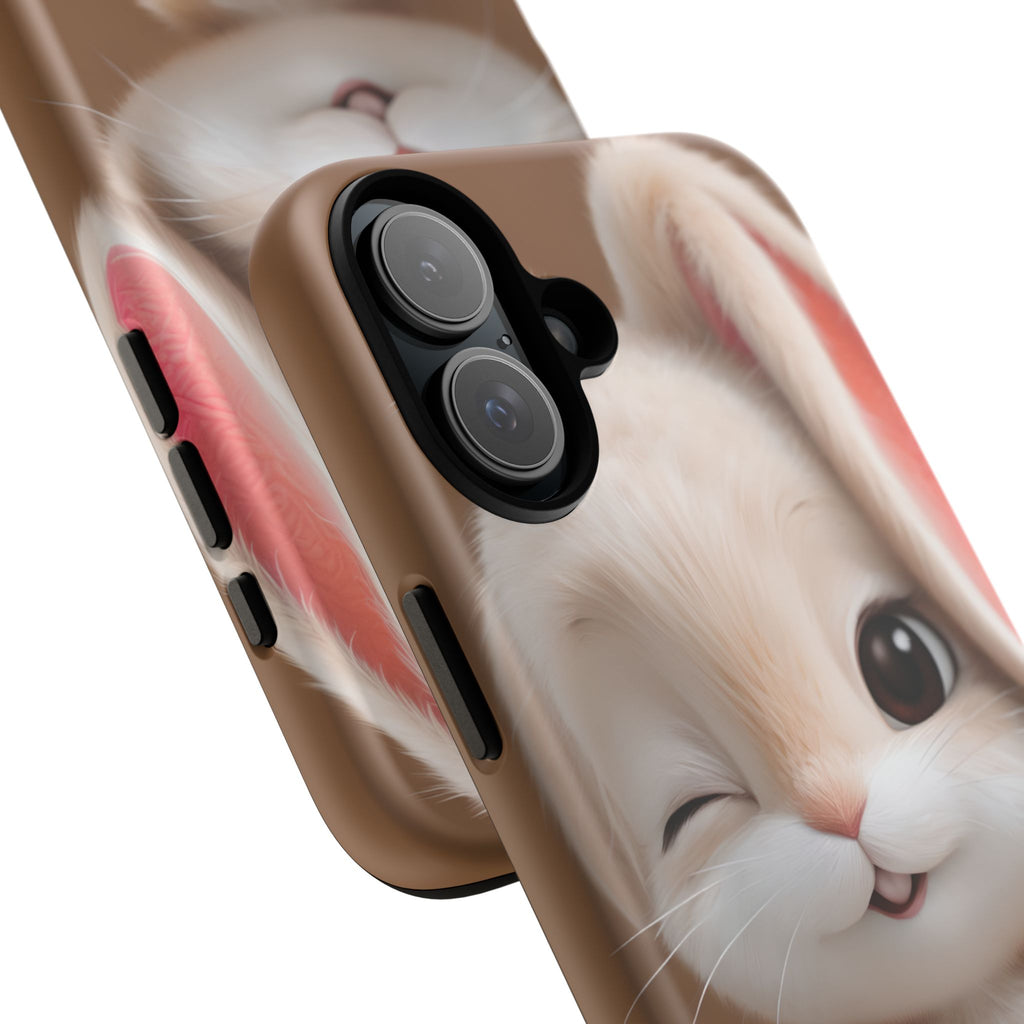Adorable Kawaii Bunny Phone Case – Cute Winking Rabbit Aesthetic Case – Soft Pastel Bunny Cover – Gift for Bunny Lovers.