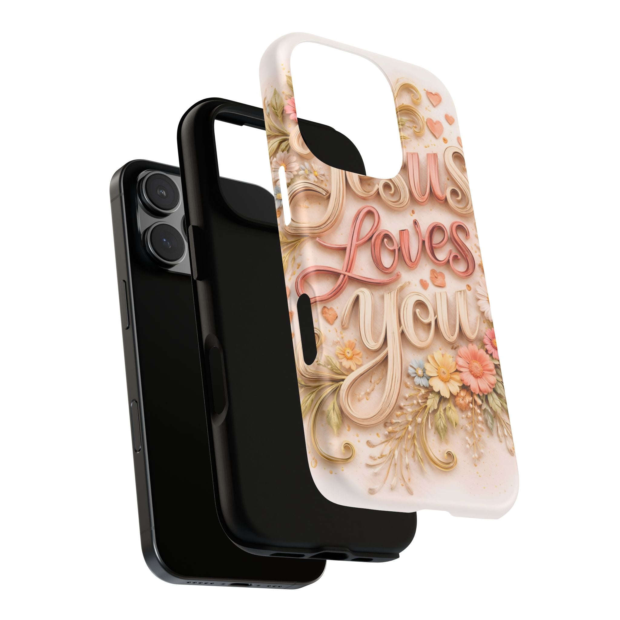 Phone Case — "Jesus Loves You" Floral Pastel Protective Cover
