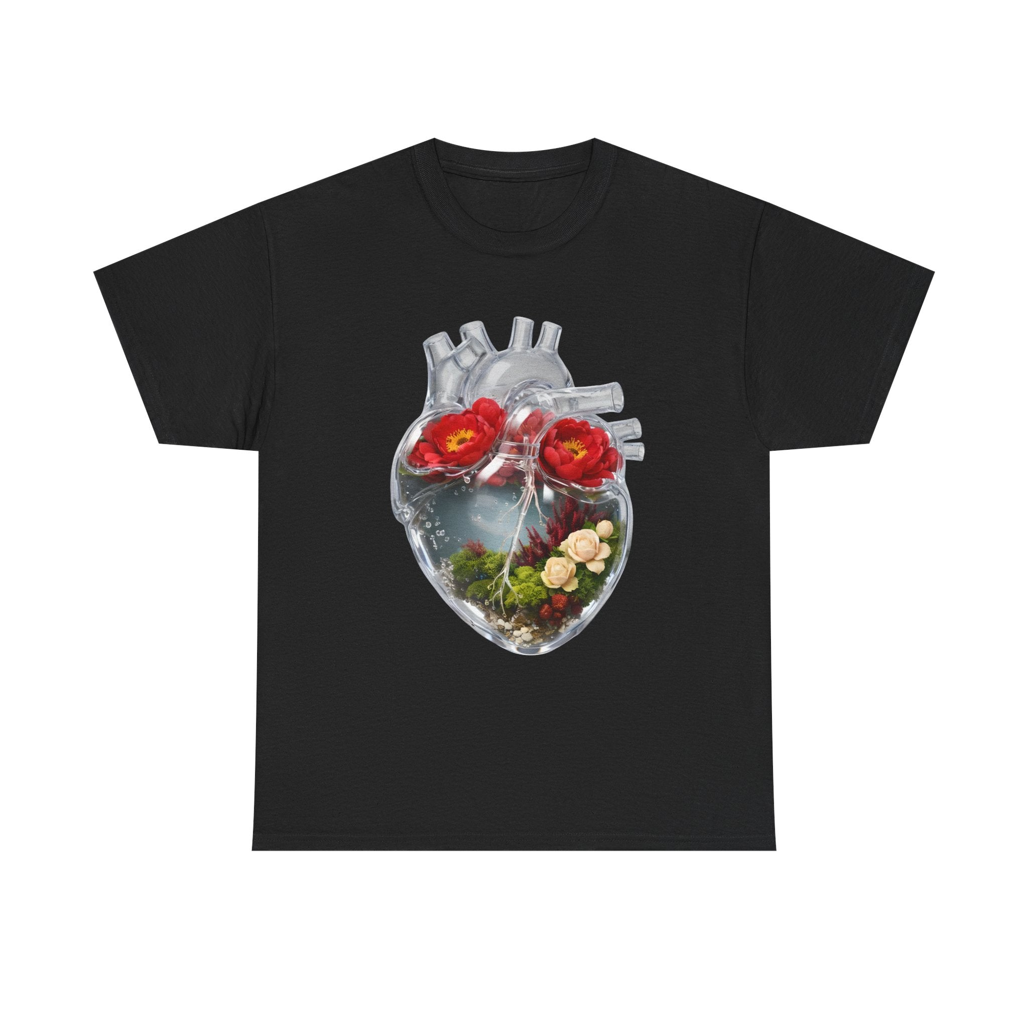 Floral Anatomical Heart T-Shirt — Botanical Heart Illustration Tee