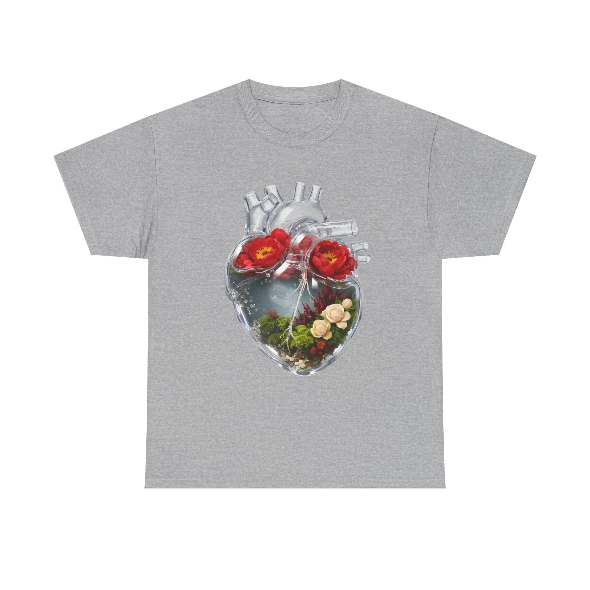 Floral Anatomical Heart T-Shirt — Botanical Heart Illustration Tee