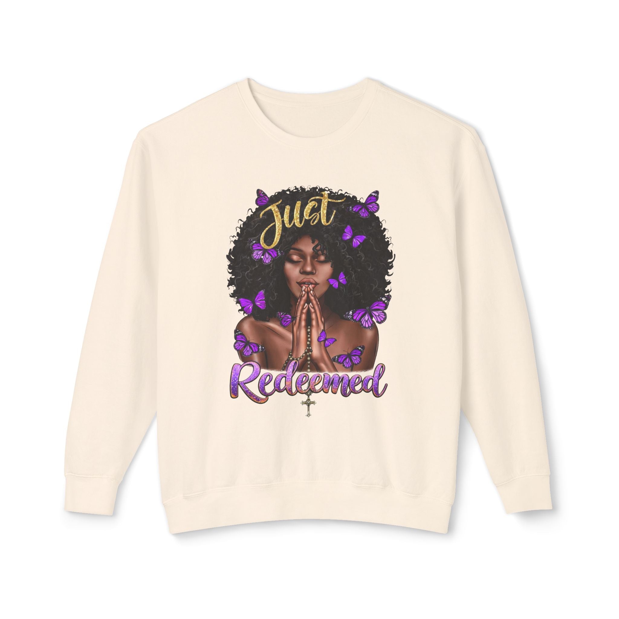 Redeemed Christian Afro Woman T-Shirt – Faith-Based Butterfly Design, Inspirational Black Woman Graphic Tee, Spiritual Gift for Women