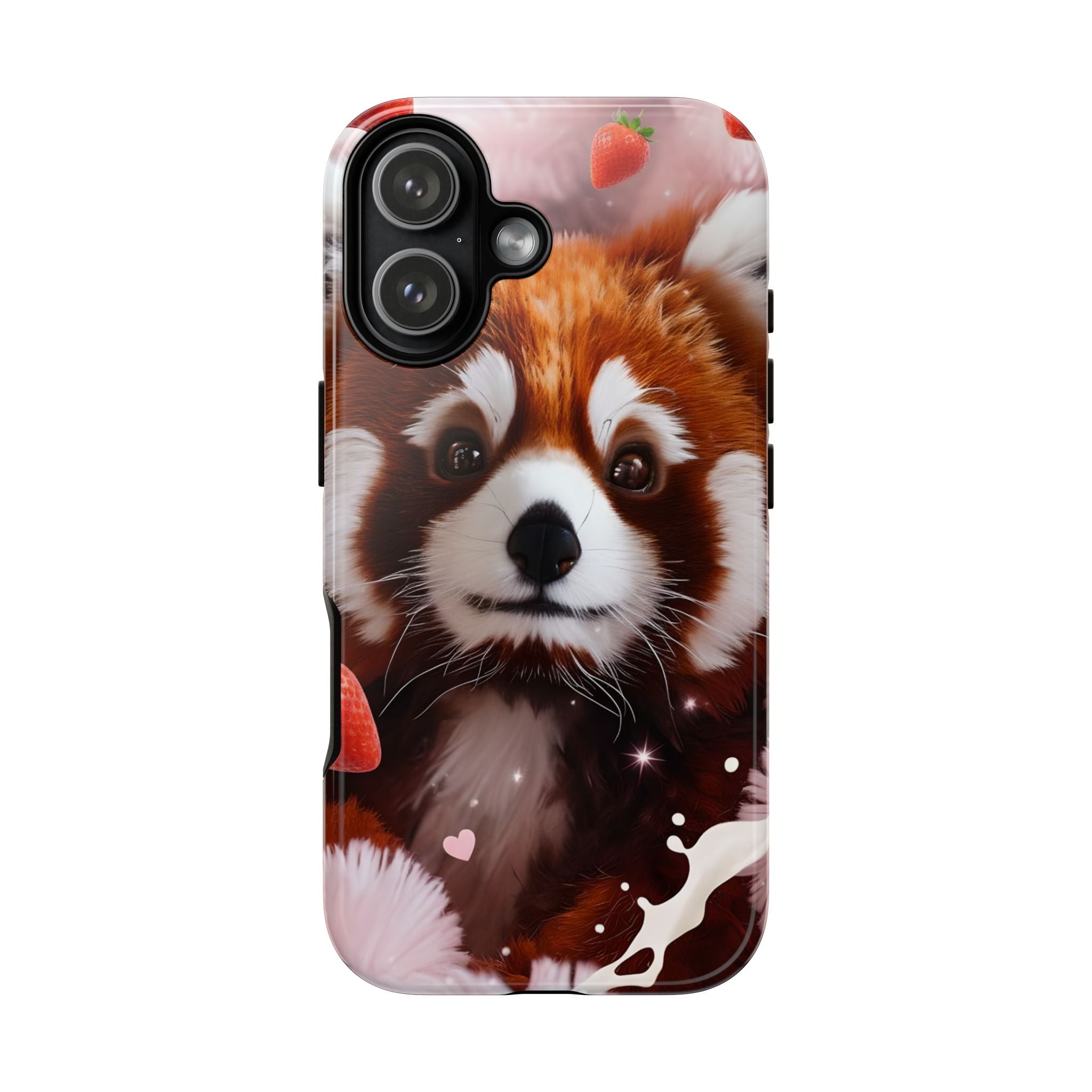 Red Panda with Strawberries Tough Phone Case — Cute Protective Phone Case