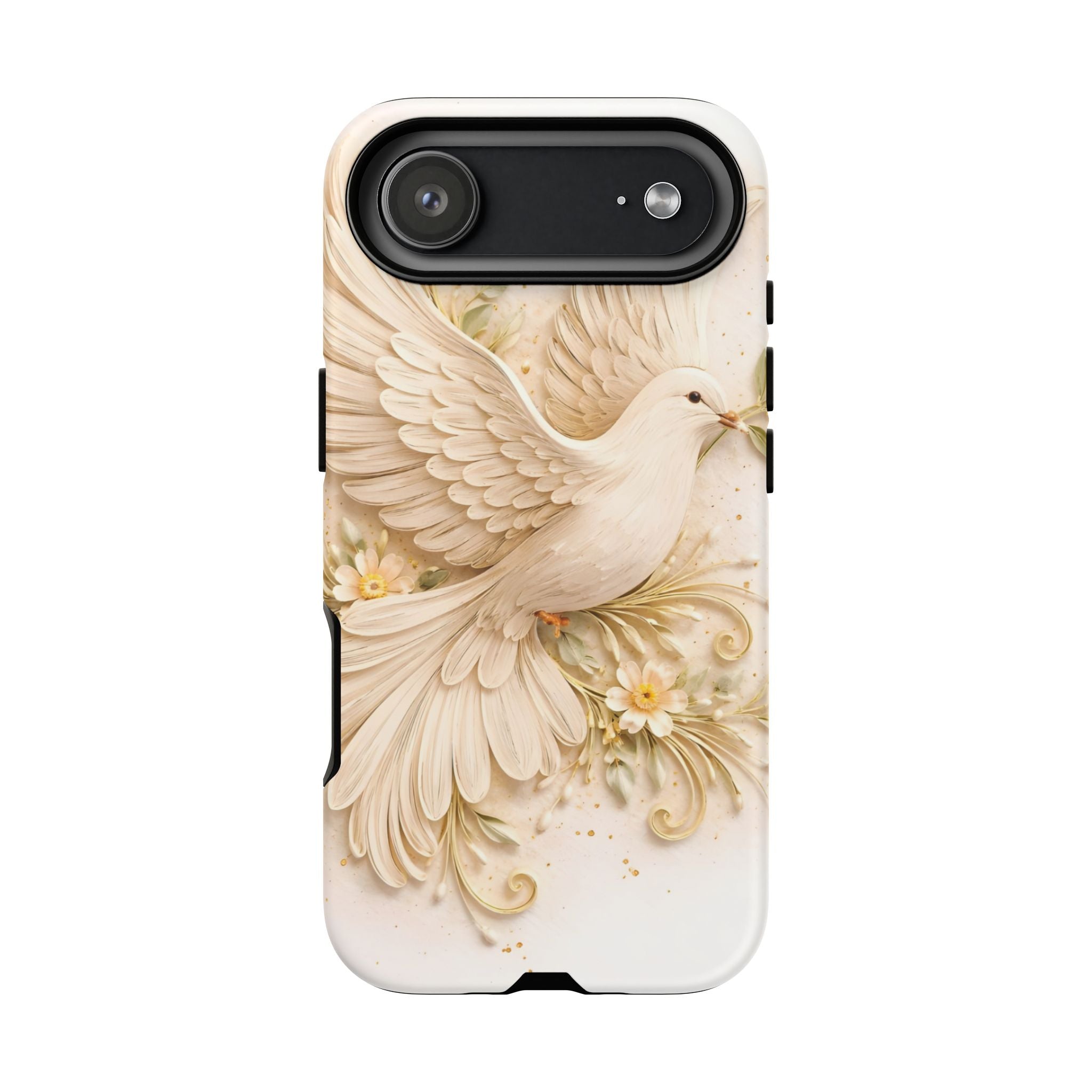 Dove Protection Phone Case — Elegant White Dove Floral iPhone Cover