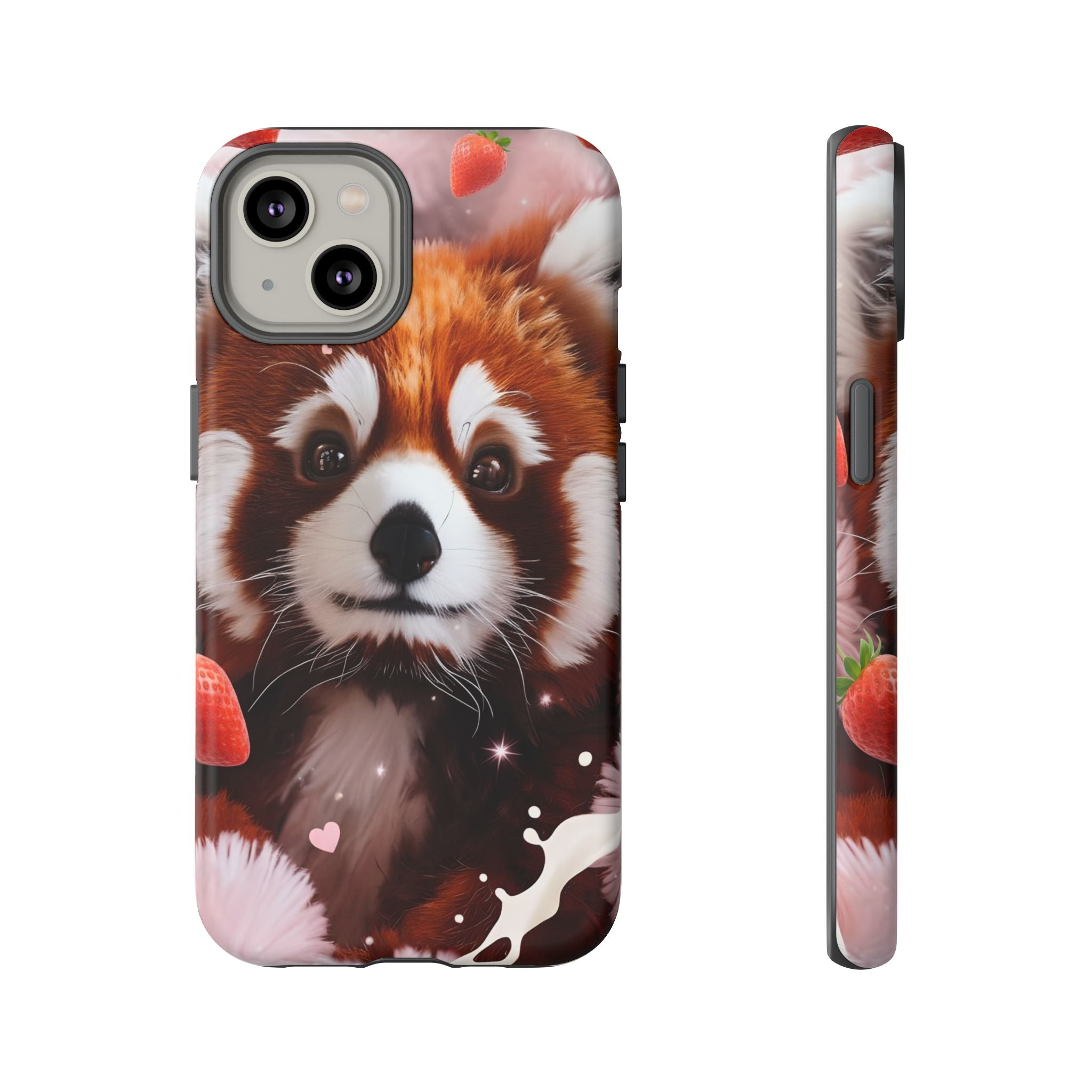 Red Panda with Strawberries Tough Phone Case — Cute Protective Phone Case