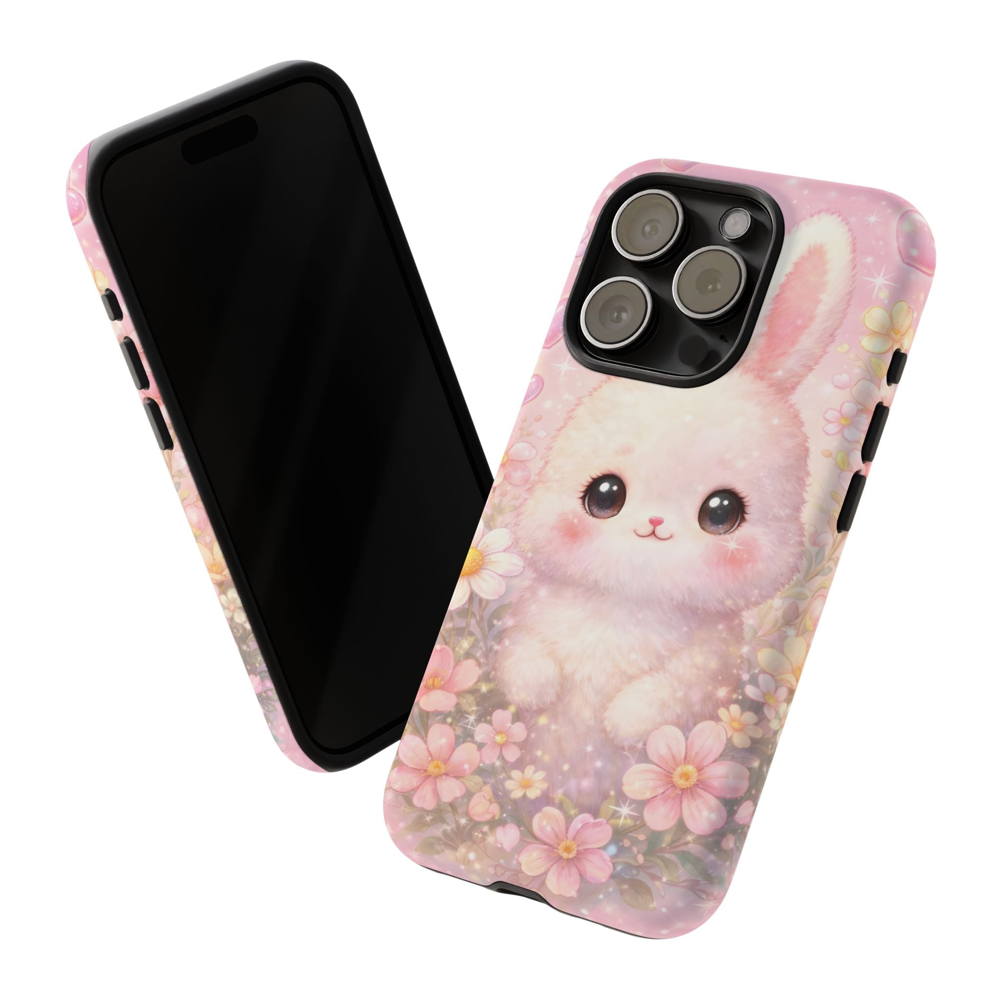 Kawaii Bunny Phone Case – Cute Pastel Bunny Floral Aesthetic iPhone Case, Adorable Kawaii Animal Phone Cover.