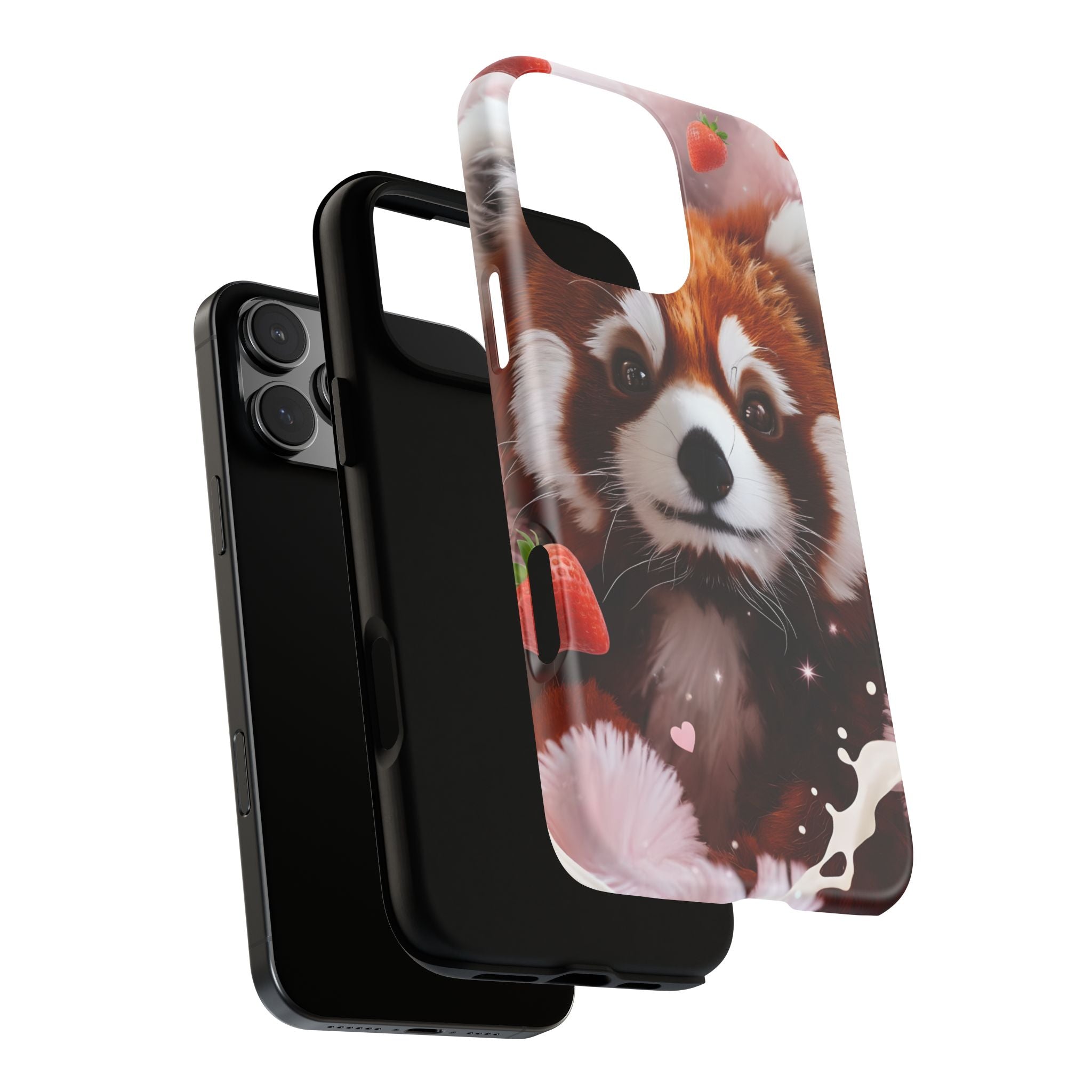 Red Panda with Strawberries Tough Phone Case — Cute Protective Phone Case