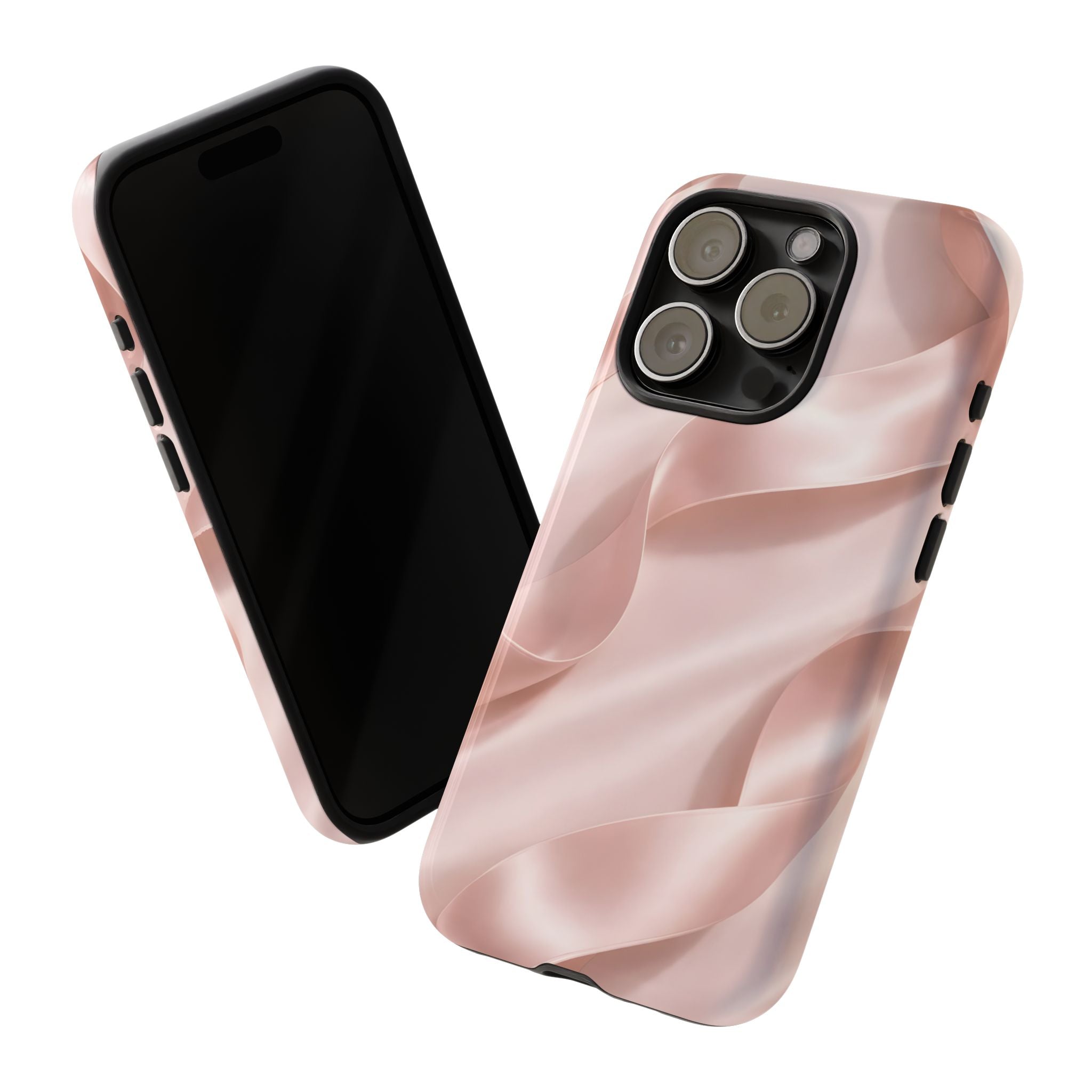 Blush Pink Satin Ribbon Phone Case – Elegant Coquette Aesthetic Luxury iPhone Case, Feminine Designer Bow Phone Cover
