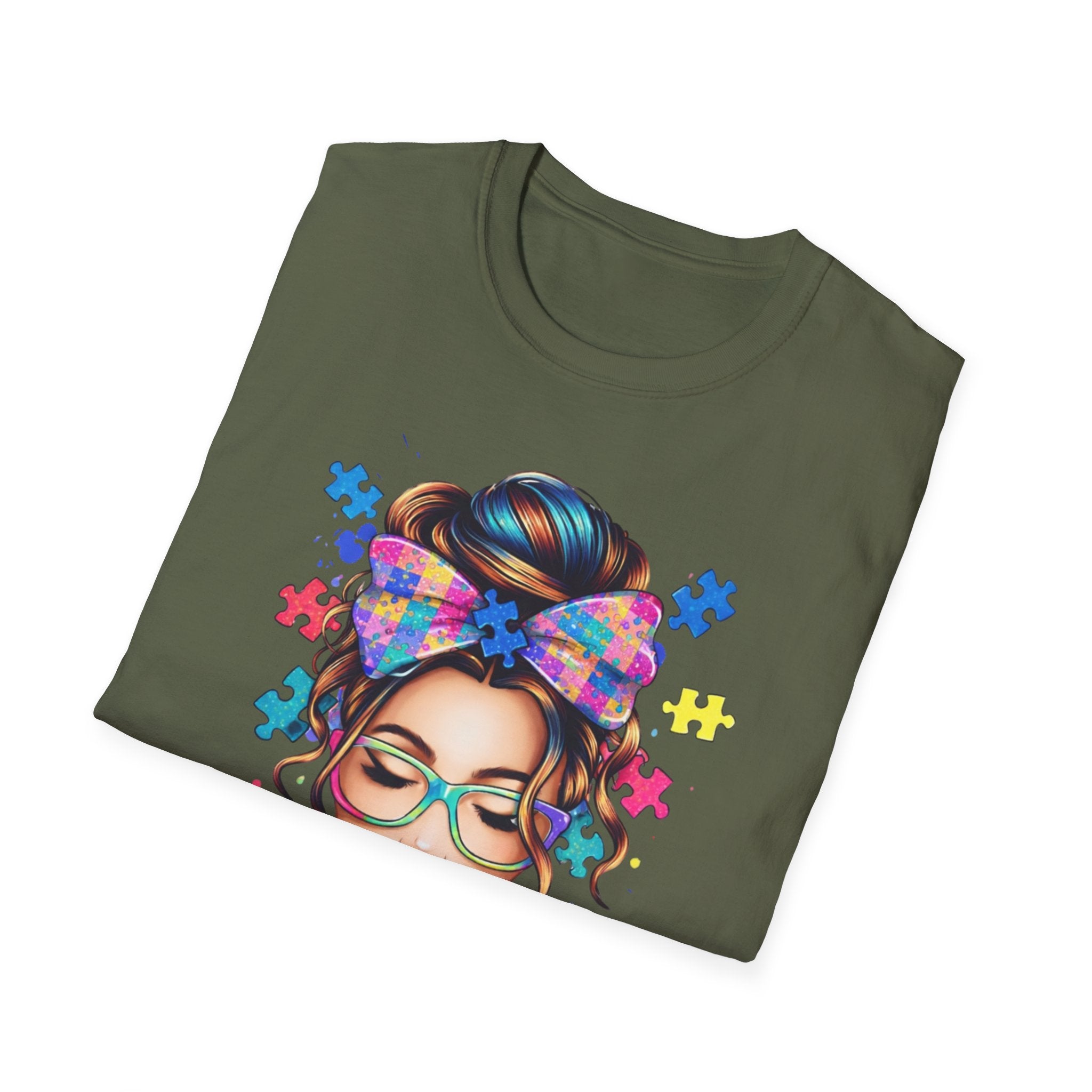 Autism Mom T-Shirt — Colorful Puzzle Heart Design for Proud Moms