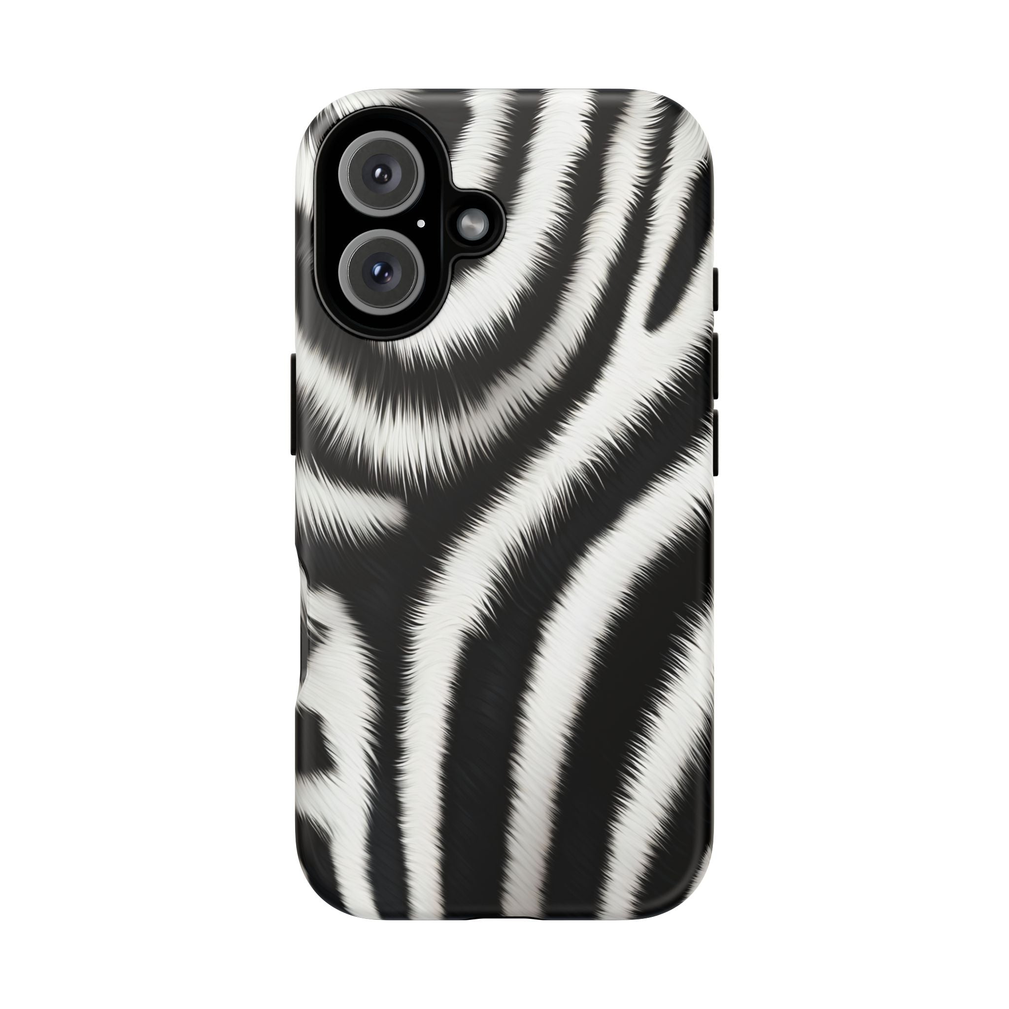 Zebra Print Tough Phone Case — Black & White Animal Pattern Protective Cover