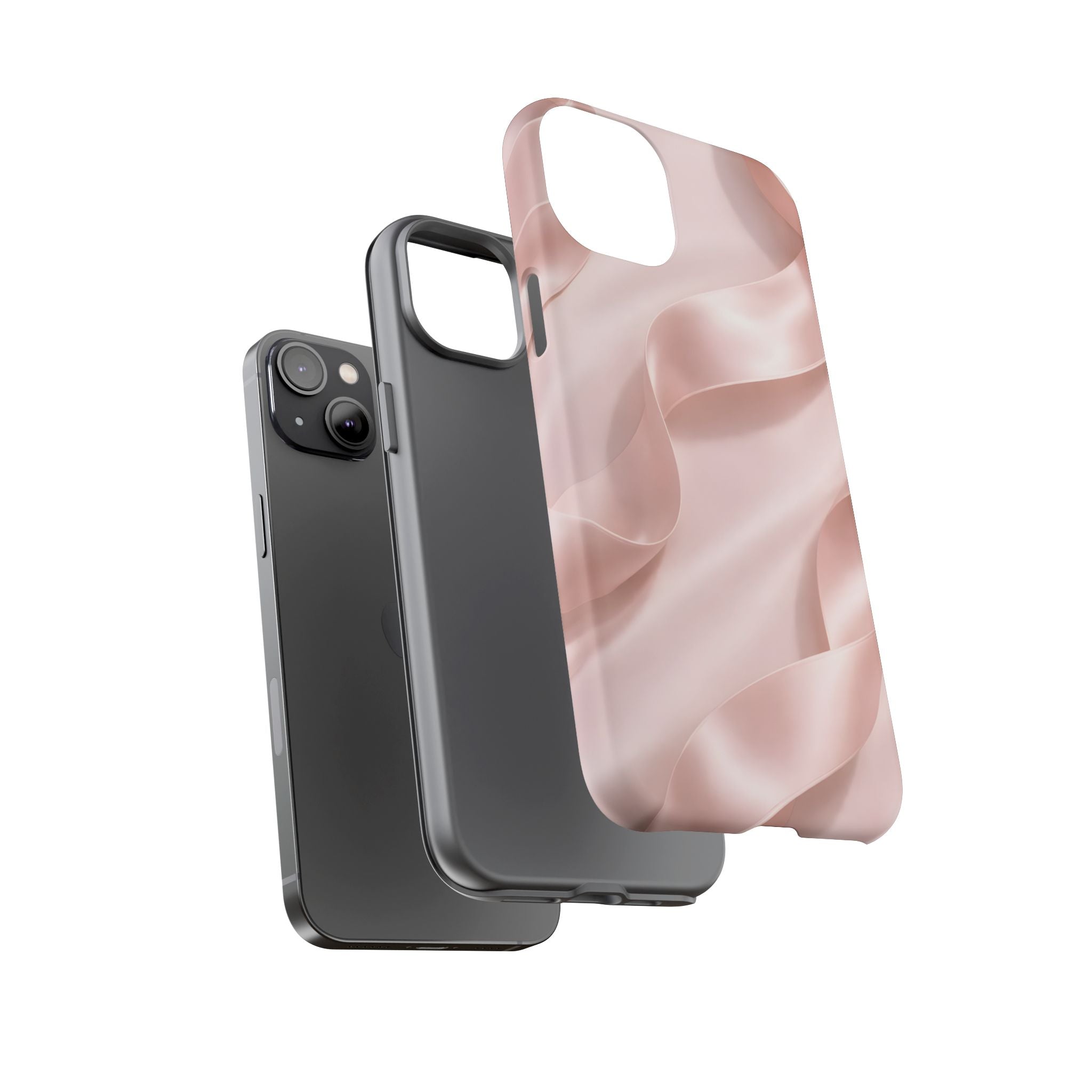 Blush Pink Satin Ribbon Phone Case – Elegant Coquette Aesthetic Luxury iPhone Case, Feminine Designer Bow Phone Cover