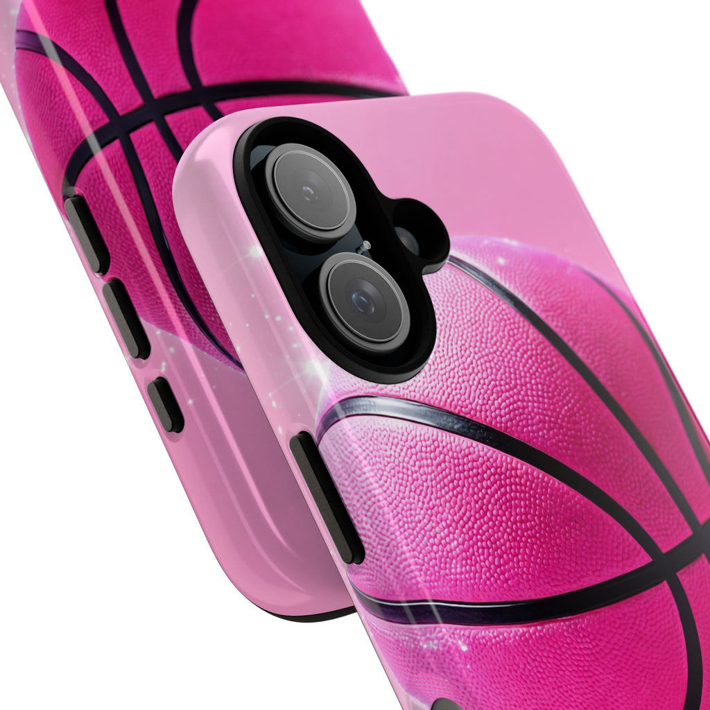 Pink Basketball Phone Case, Aesthetic Sports iPhone & Samsung Case, Cute Girly Athlete Case, Coquette Sport Phone Cover