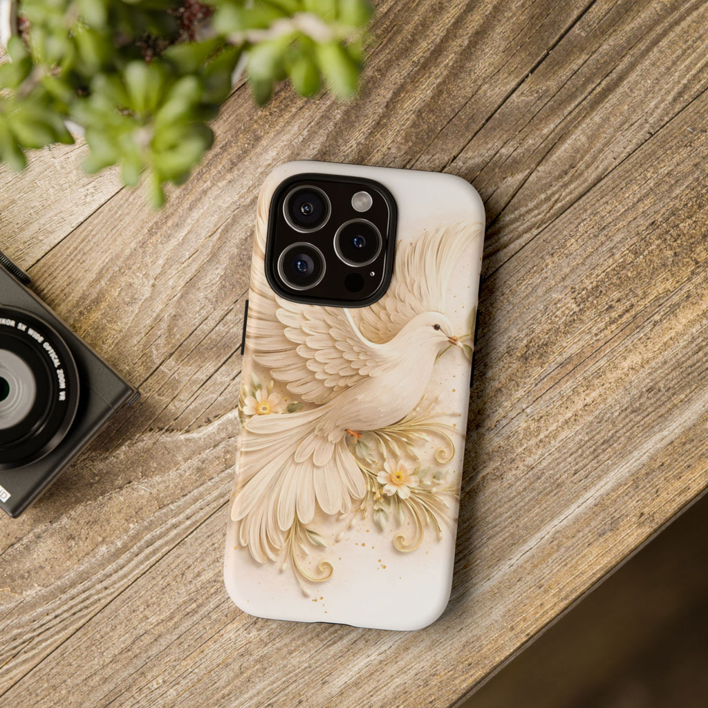 Dove Protection Phone Case — Elegant White Dove Floral iPhone Cover