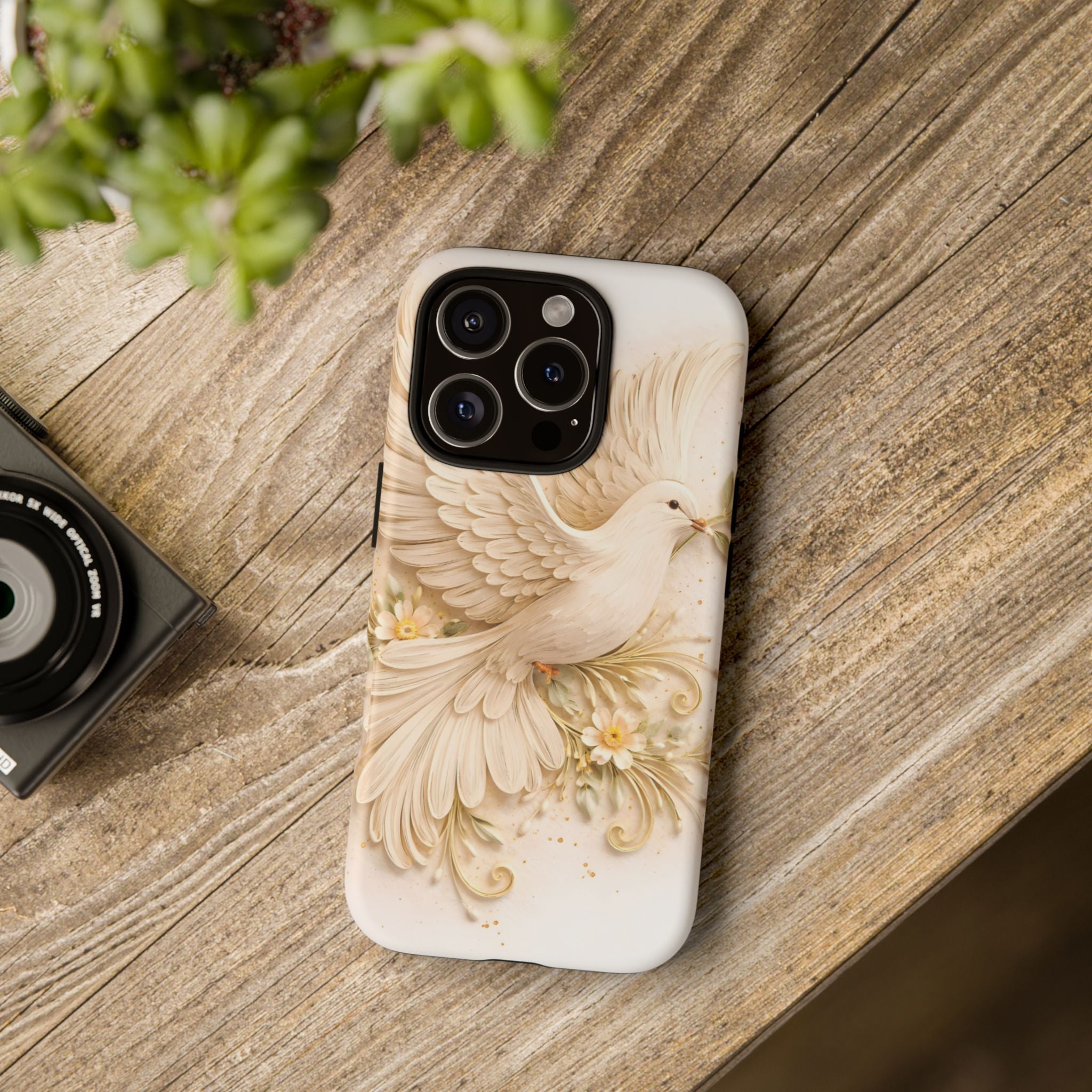 Dove Protection Phone Case — Elegant White Dove Floral iPhone Cover