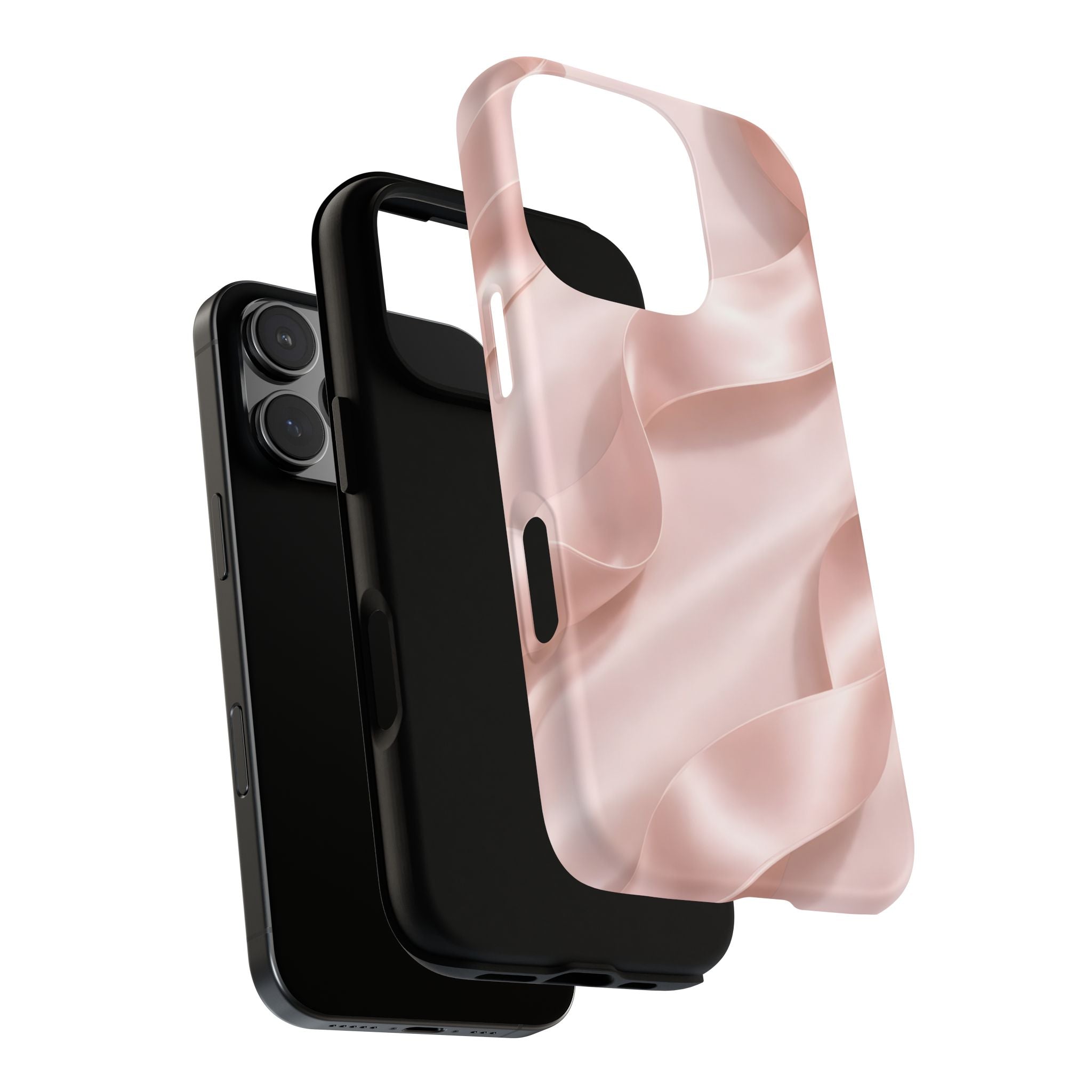 Blush Pink Satin Ribbon Phone Case – Elegant Coquette Aesthetic Luxury iPhone Case, Feminine Designer Bow Phone Cover