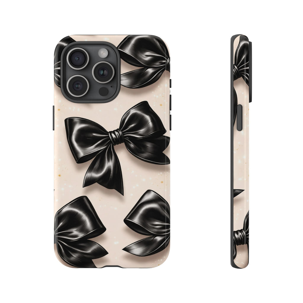 Black Bow Phone Case, Coquette Aesthetic iPhone & Samsung Case, Cute Girly Luxury Bow Cover, Feminine Minimalist Phone Case