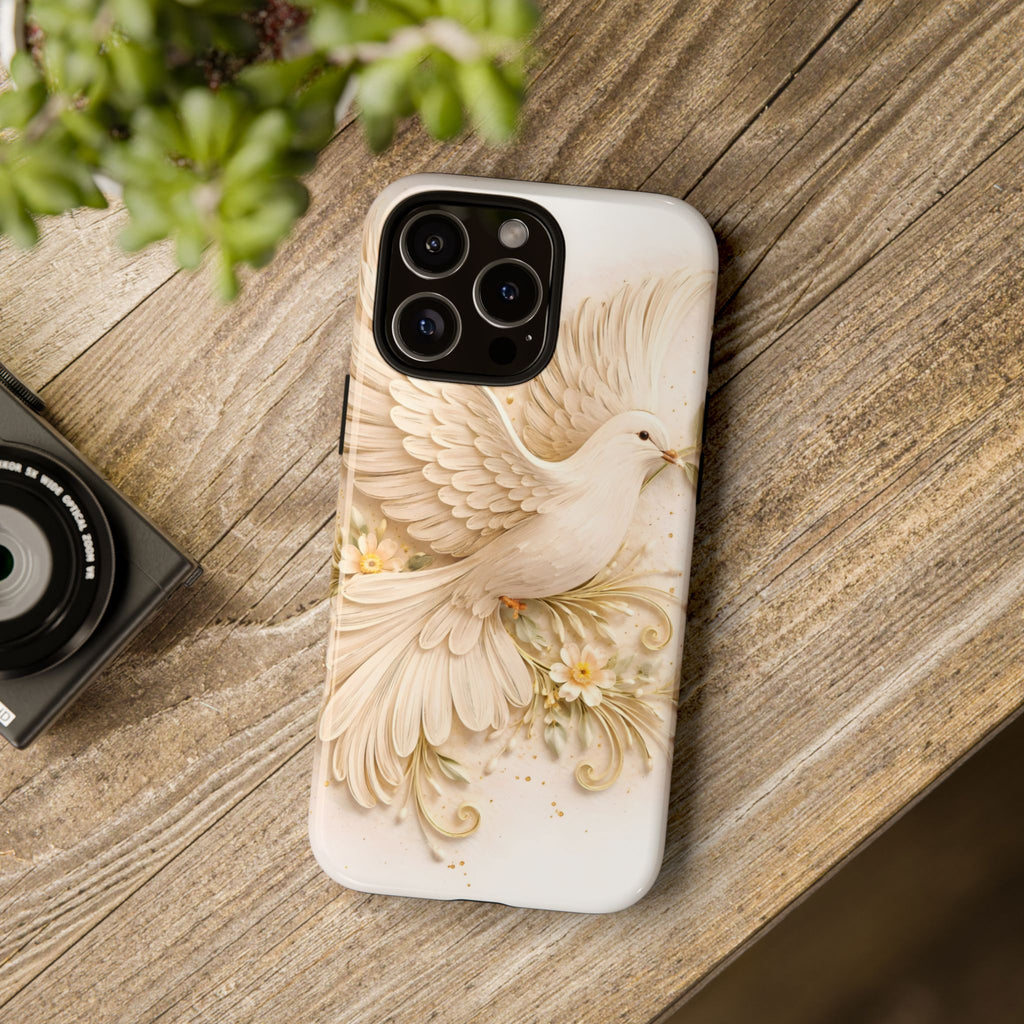 Dove Protection Phone Case — Elegant White Dove Floral iPhone Cover