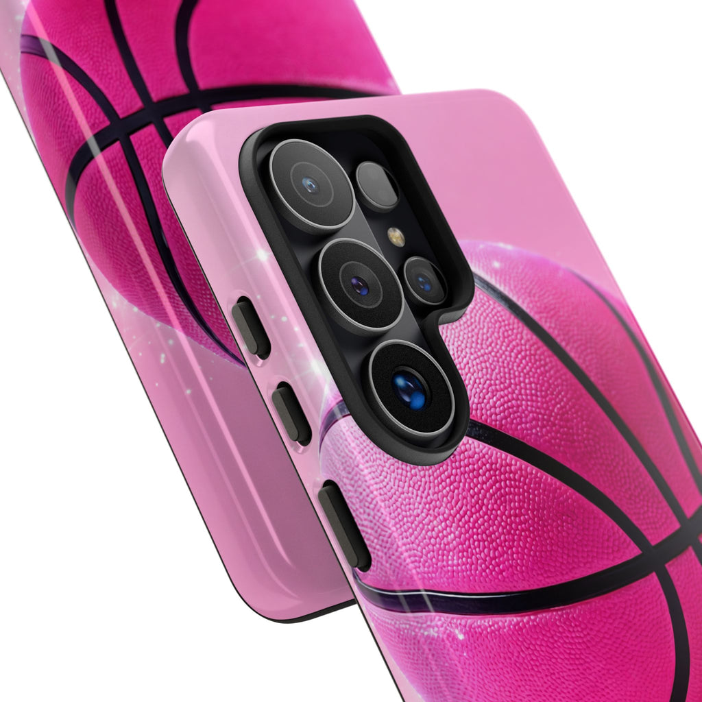 Pink Basketball Phone Case, Aesthetic Sports iPhone & Samsung Case, Cute Girly Athlete Case, Coquette Sport Phone Cover