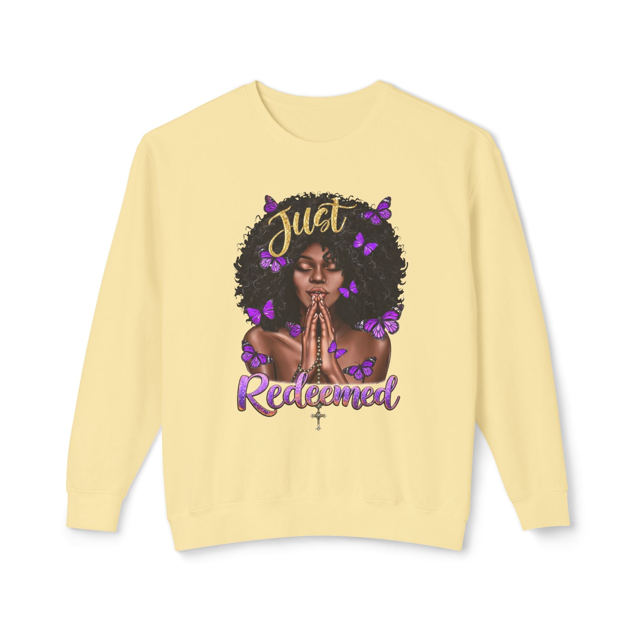 Redeemed Christian Afro Woman T-Shirt – Faith-Based Butterfly Design, Inspirational Black Woman Graphic Tee, Spiritual Gift for Women
