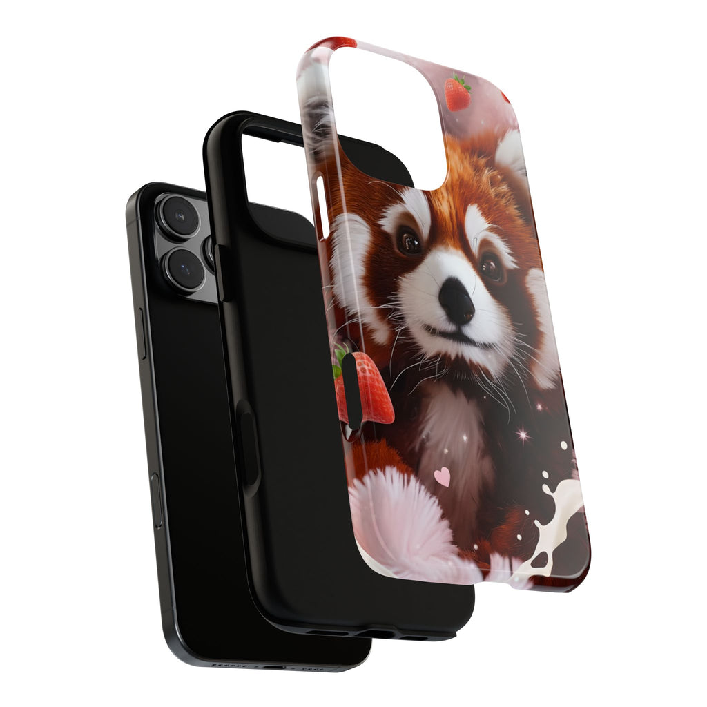 Red Panda with Strawberries Tough Phone Case — Cute Protective Phone Case