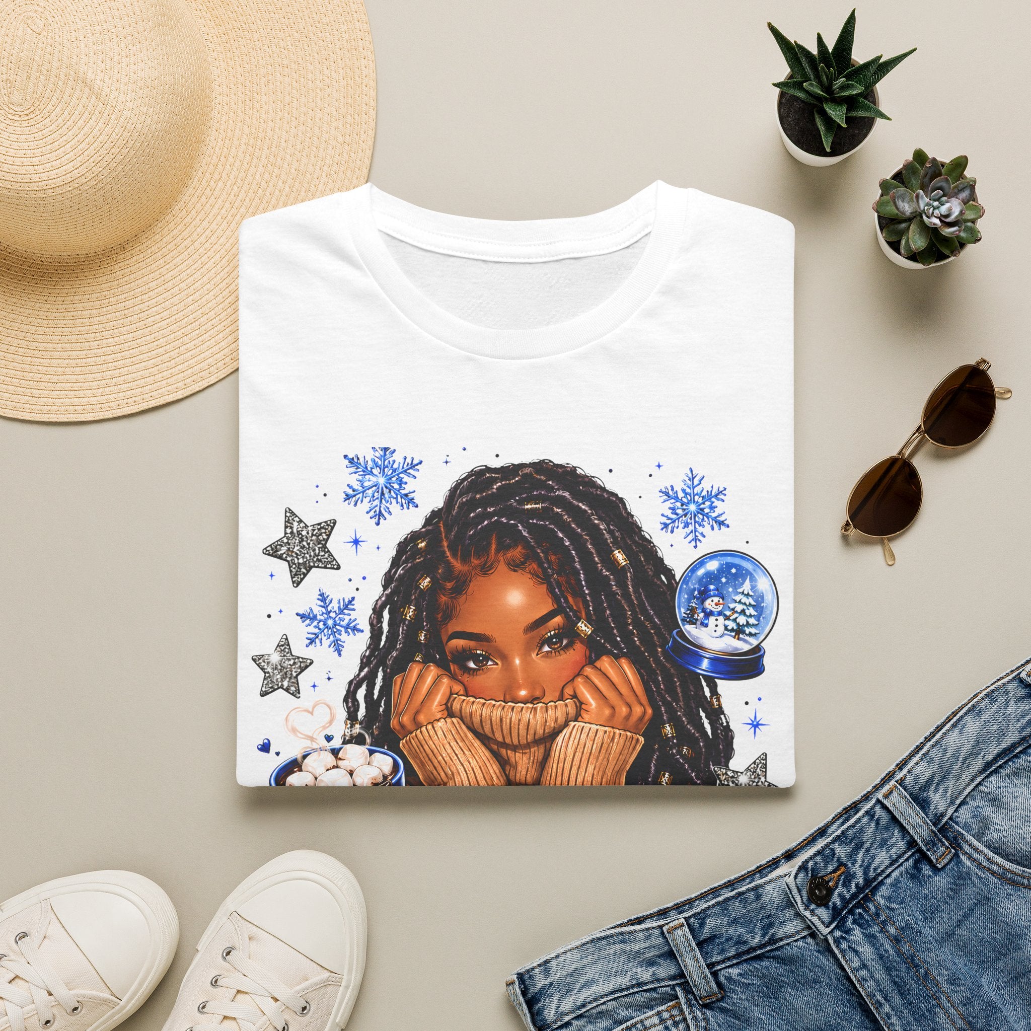 Just a Girl Who Loves Winter Shirt, Cozy Winter Graphic Tee, Snowflake Hot Cocoa Shirt, Winter Lover T-Shirt, Cute Christmas Winter Tee