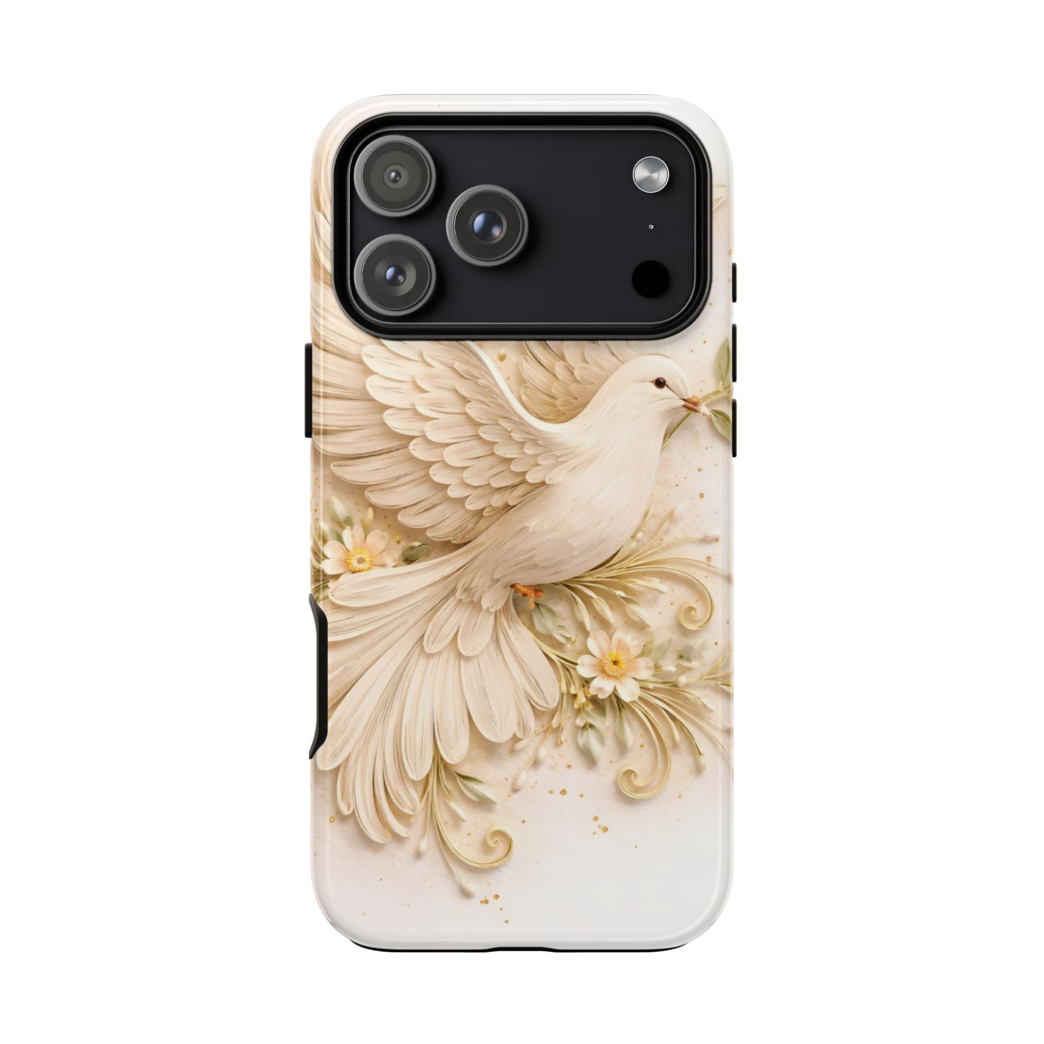 Dove Protection Phone Case — Elegant White Dove Floral iPhone Cover