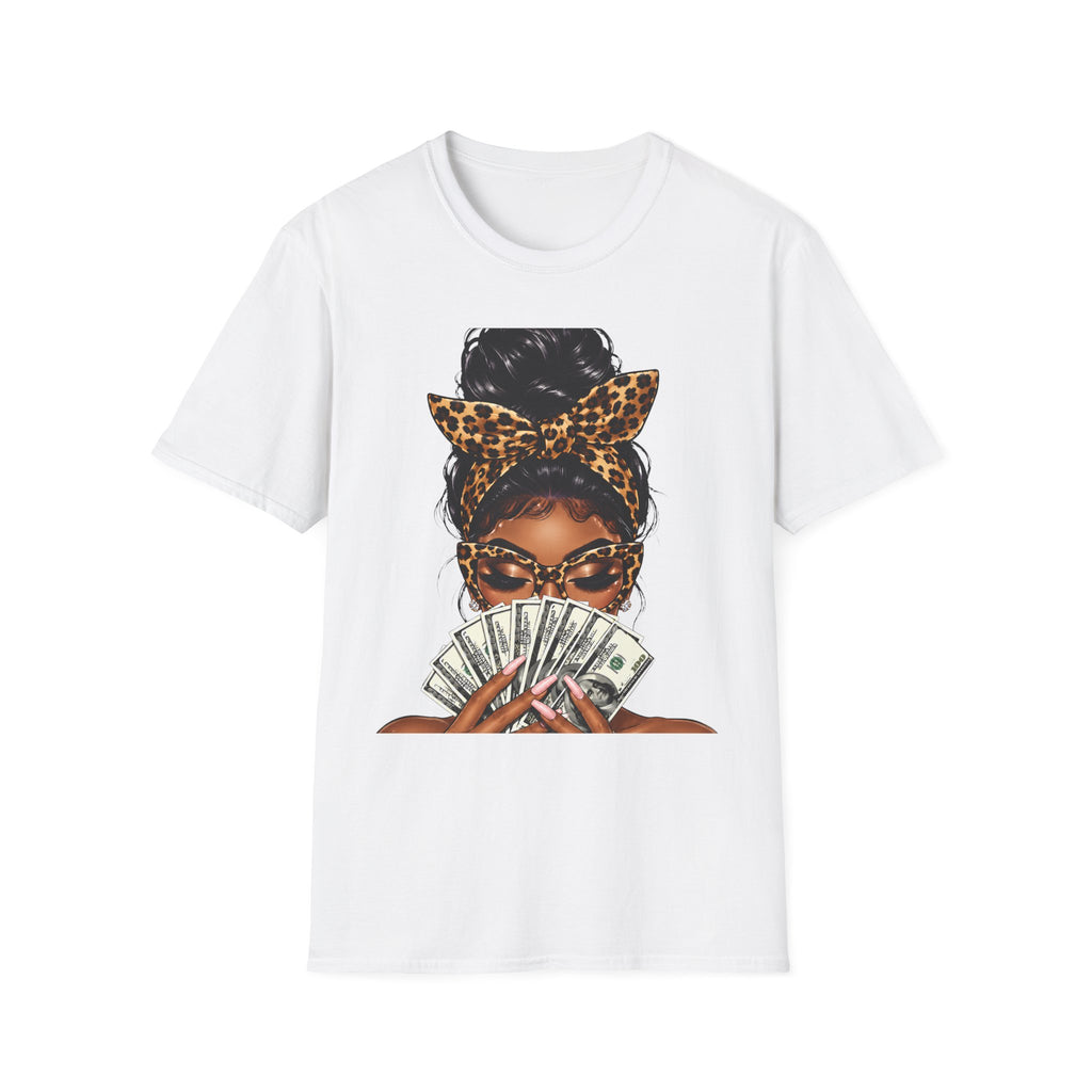 Boss Babe Money Shirt, Leopard Print Glam Girl T-Shirt, Black Woman Money Graphic Tee, Bougie Rich Auntie Shirt