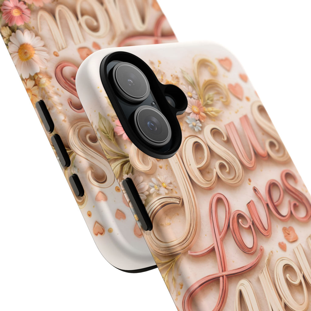 Phone Case — "Jesus Loves You" Floral Pastel Protective Cover
