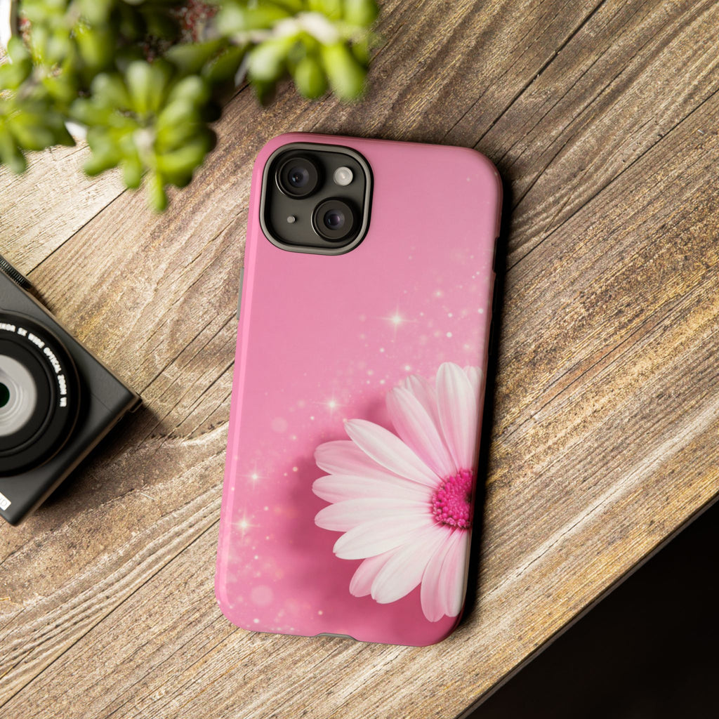 Pink Daisy Phone Case, Aesthetic Floral iPhone & Samsung Case, Cute Flower Phone Cover, Soft Girl Coquette Case, Feminine Pink Case