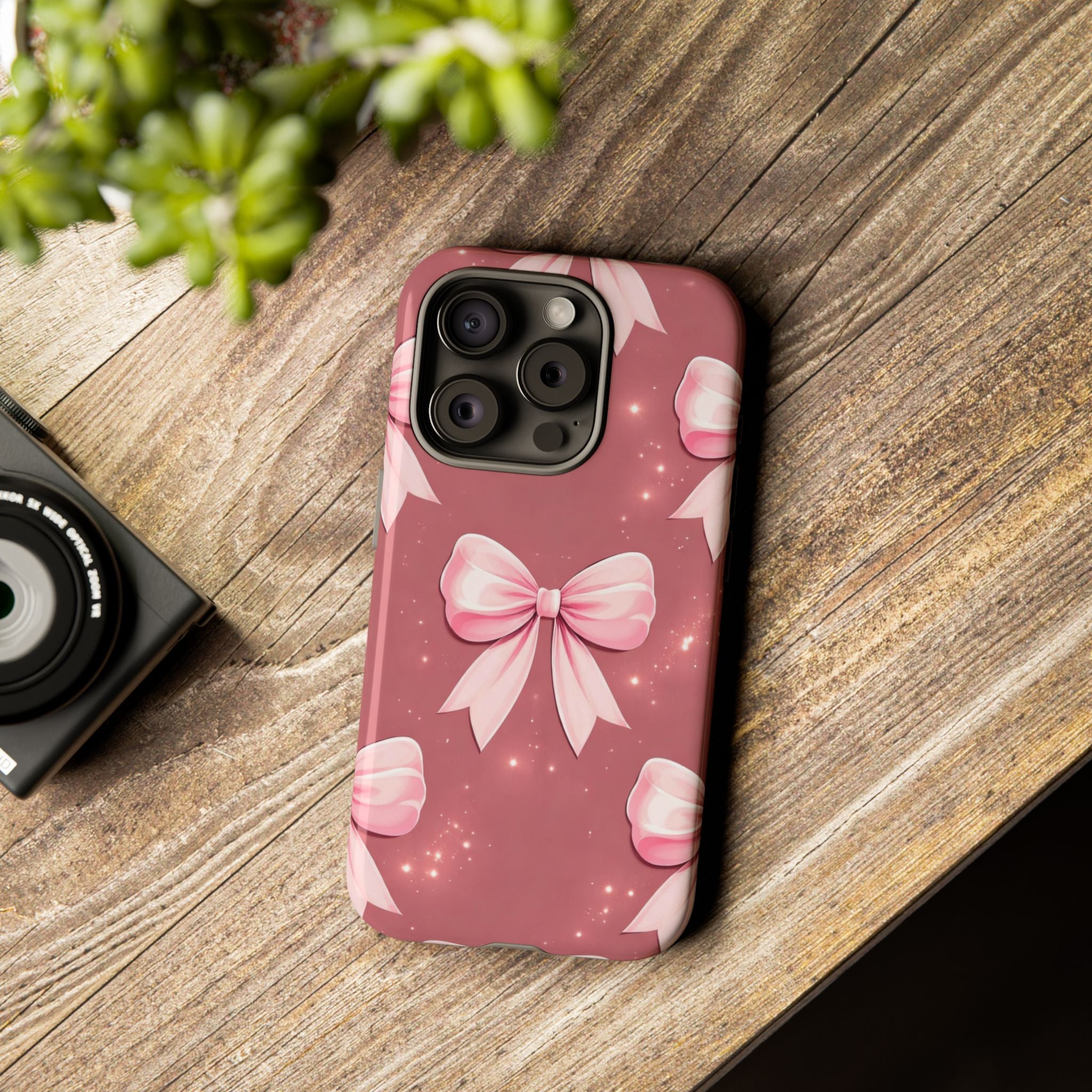 Pink Bow Phone Case, Coquette Aesthetic iPhone & Samsung Case, Cute Girly Pattern Case, Soft Girl Feminine Phone Cover