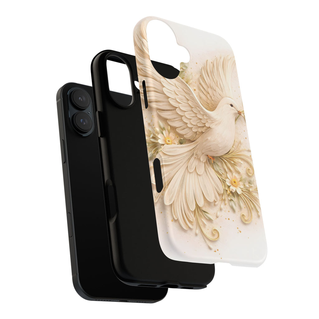 Dove Protection Phone Case — Elegant White Dove Floral iPhone Cover