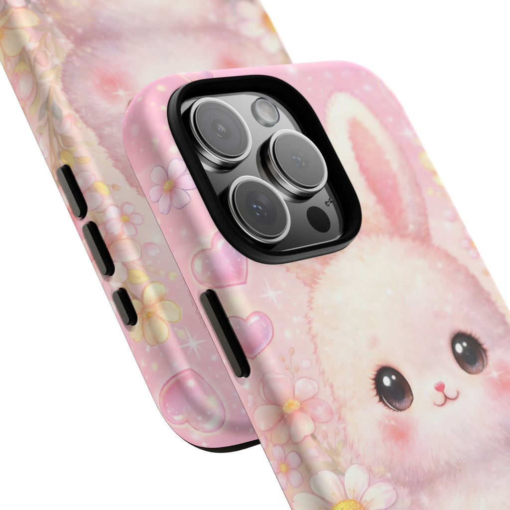 Kawaii Bunny Phone Case – Cute Pastel Bunny Floral Aesthetic iPhone Case, Adorable Kawaii Animal Phone Cover.