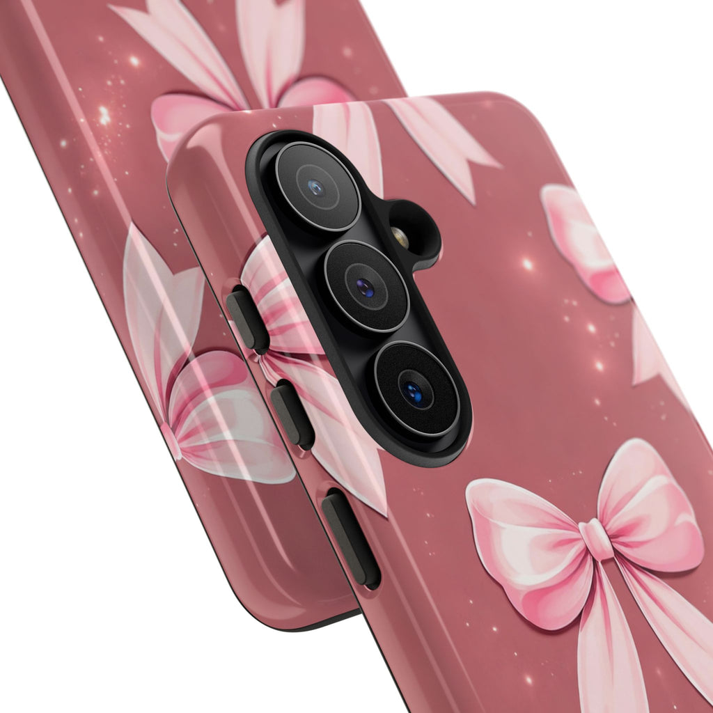 Pink Bow Phone Case, Coquette Aesthetic iPhone & Samsung Case, Cute Girly Pattern Case, Soft Girl Feminine Phone Cover