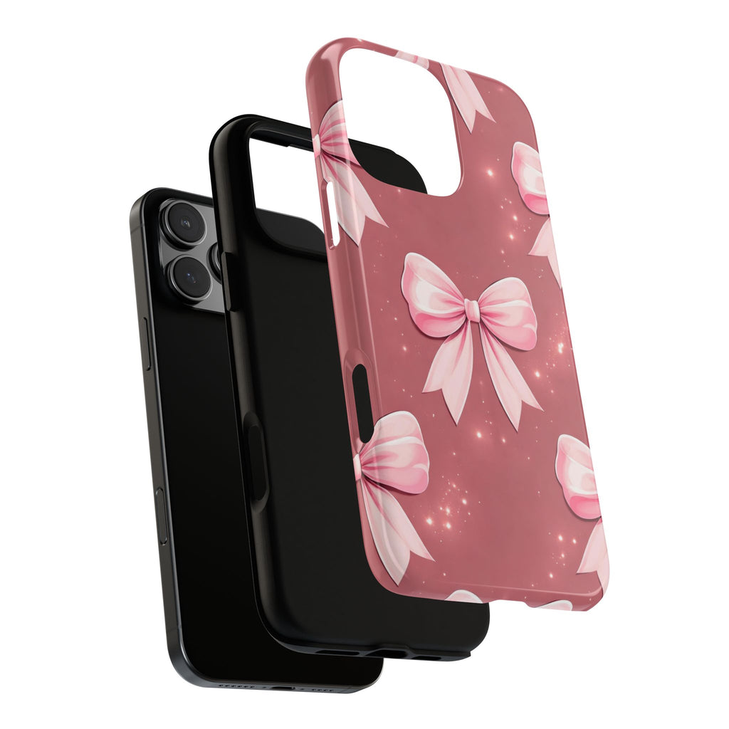 Pink Bow Phone Case, Coquette Aesthetic iPhone & Samsung Case, Cute Girly Pattern Case, Soft Girl Feminine Phone Cover