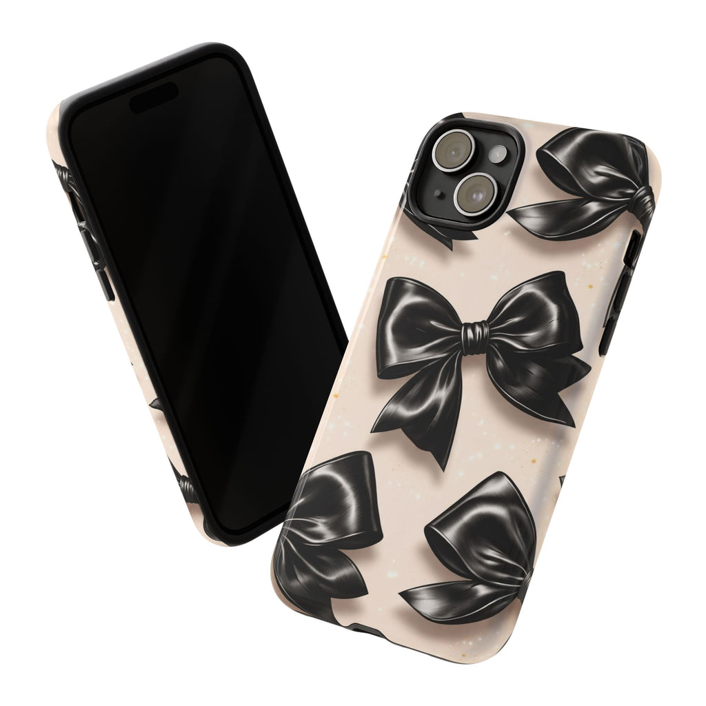 Black Bow Phone Case, Coquette Aesthetic iPhone & Samsung Case, Cute Girly Luxury Bow Cover, Feminine Minimalist Phone Case