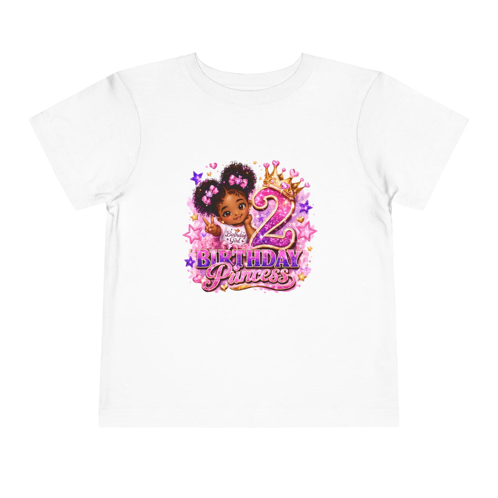 2nd Birthday Princess Toddler Tee — Pink Sparkle Princess Graphic Shirt