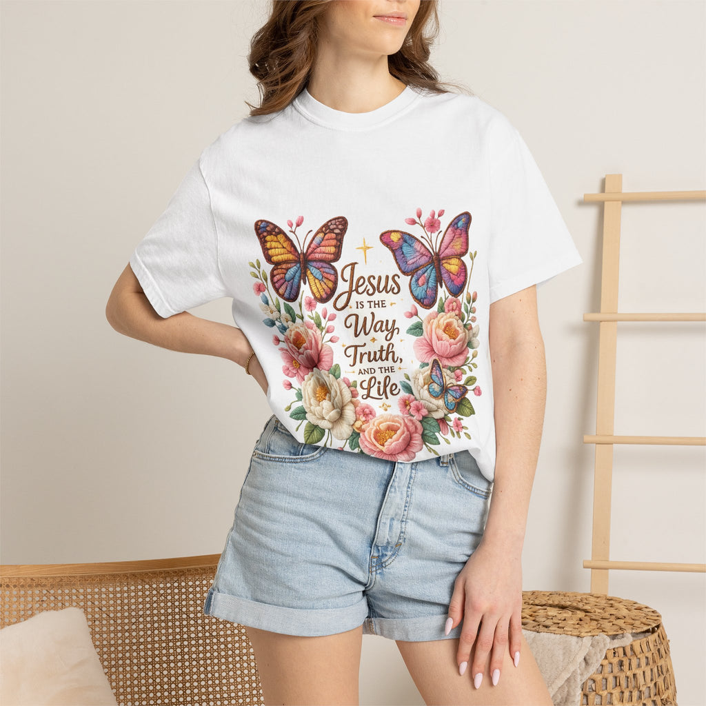 The One in Me Is Greater Shirt – Christian Crochet Style Graphic Tee, Faith Based Inspirational Bible Verse Shirt, Cute Religious Gift for Women