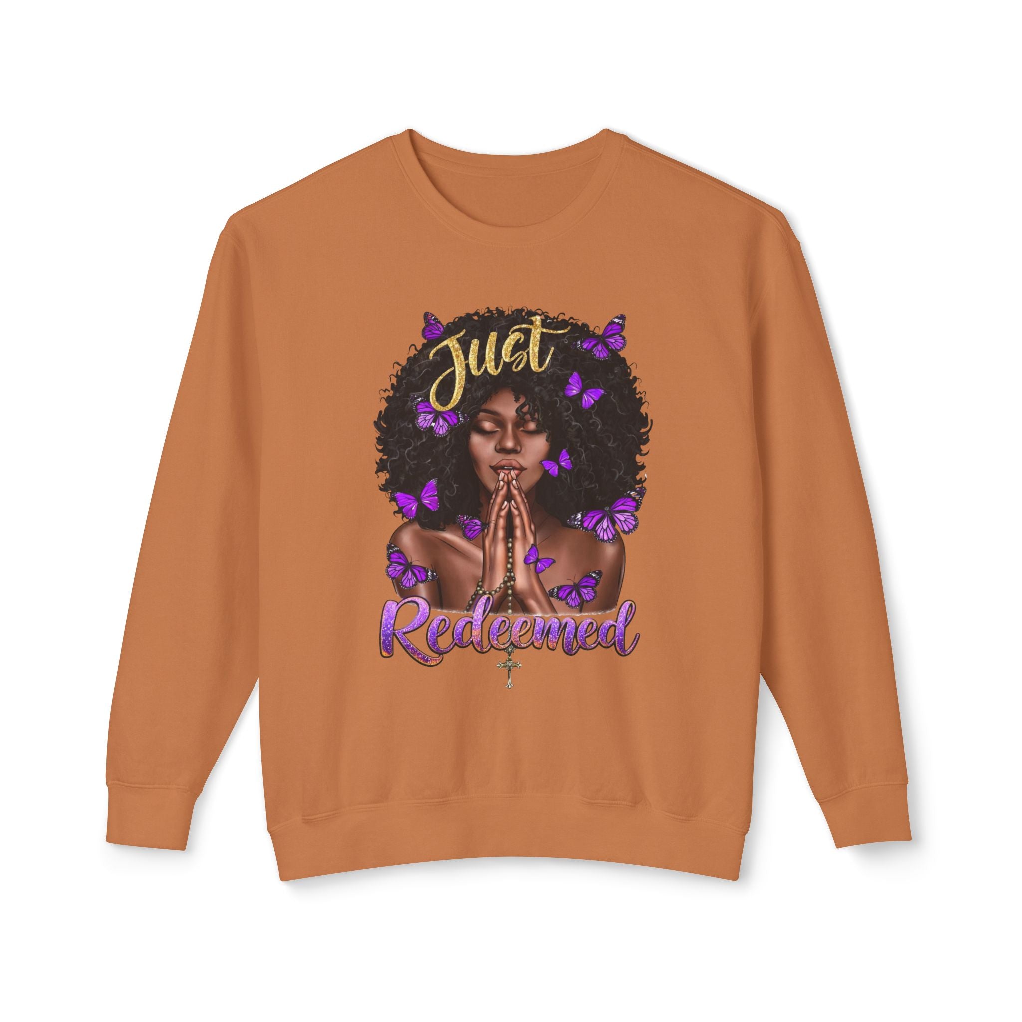 Redeemed Christian Afro Woman T-Shirt – Faith-Based Butterfly Design, Inspirational Black Woman Graphic Tee, Spiritual Gift for Women