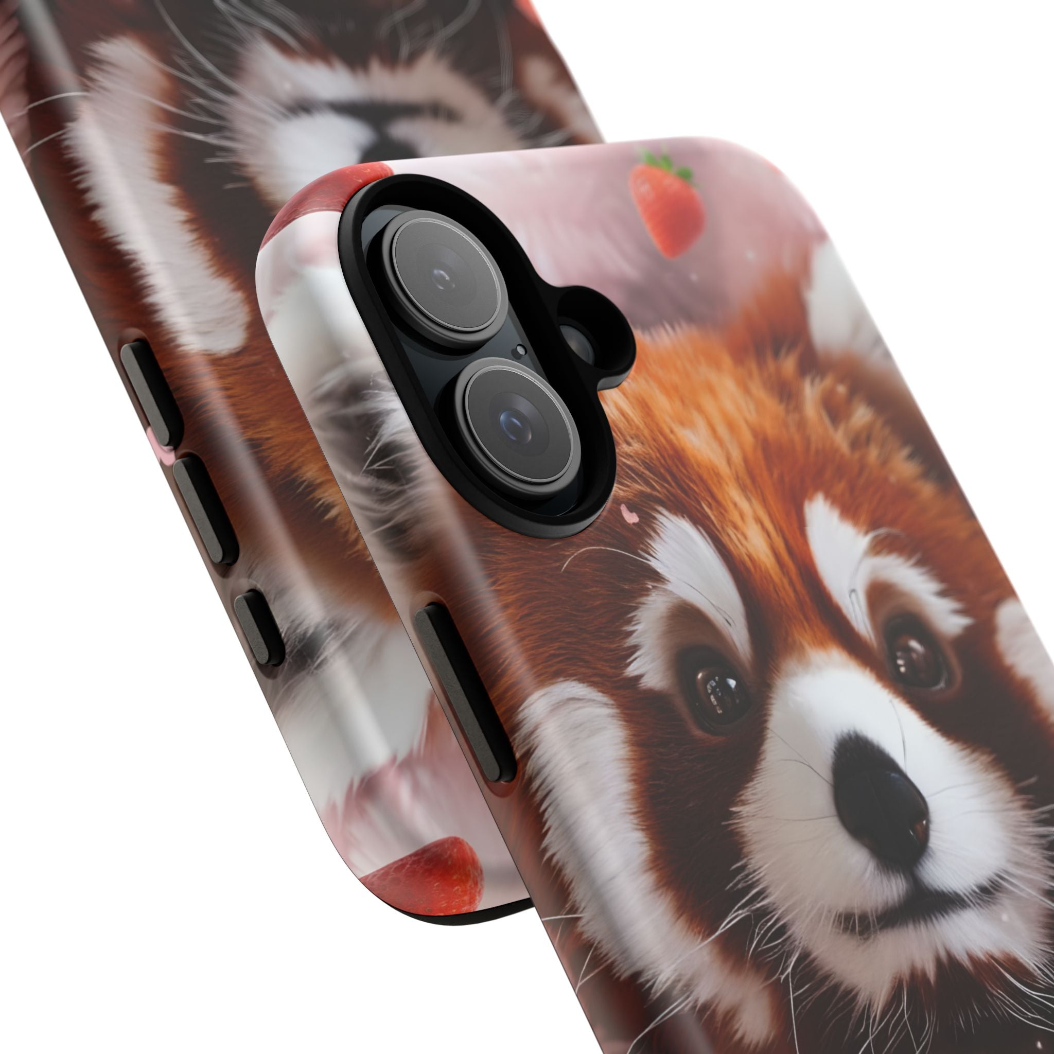 Red Panda with Strawberries Tough Phone Case — Cute Protective Phone Case