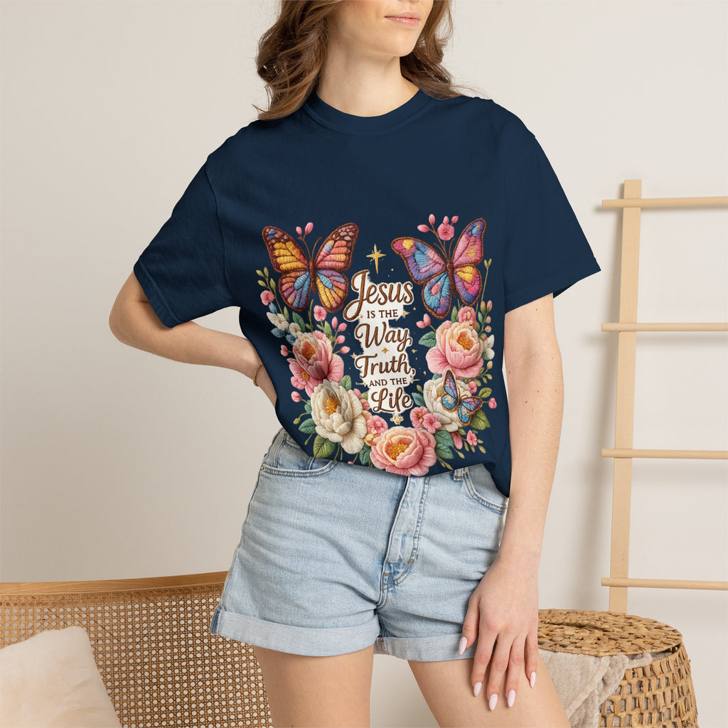 The One in Me Is Greater Shirt – Christian Crochet Style Graphic Tee, Faith Based Inspirational Bible Verse Shirt, Cute Religious Gift for Women