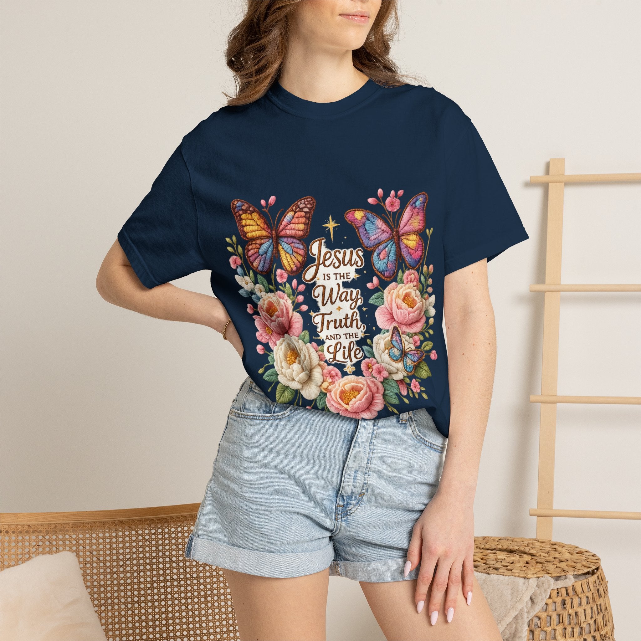 The One in Me Is Greater Shirt – Christian Crochet Style Graphic Tee, Faith Based Inspirational Bible Verse Shirt, Cute Religious Gift for Women