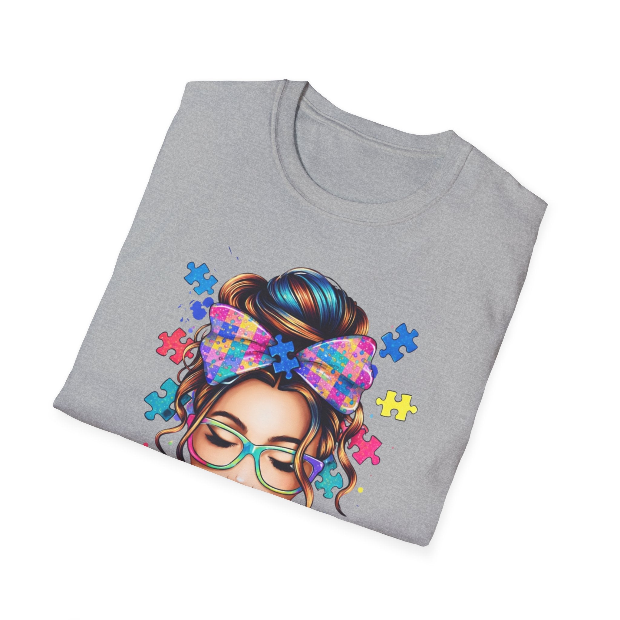 Autism Mom T-Shirt — Colorful Puzzle Heart Design for Proud Moms
