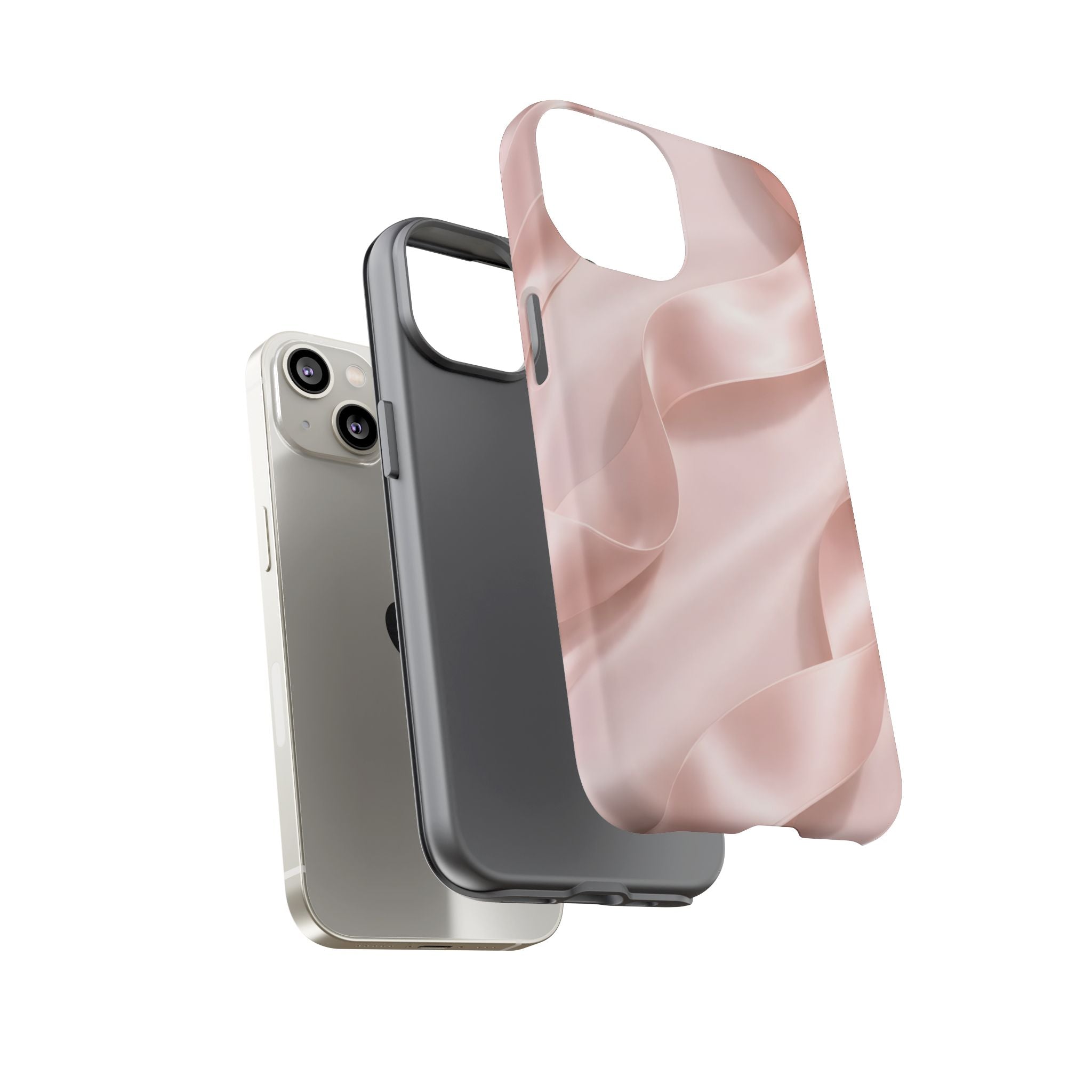 Blush Pink Satin Ribbon Phone Case – Elegant Coquette Aesthetic Luxury iPhone Case, Feminine Designer Bow Phone Cover