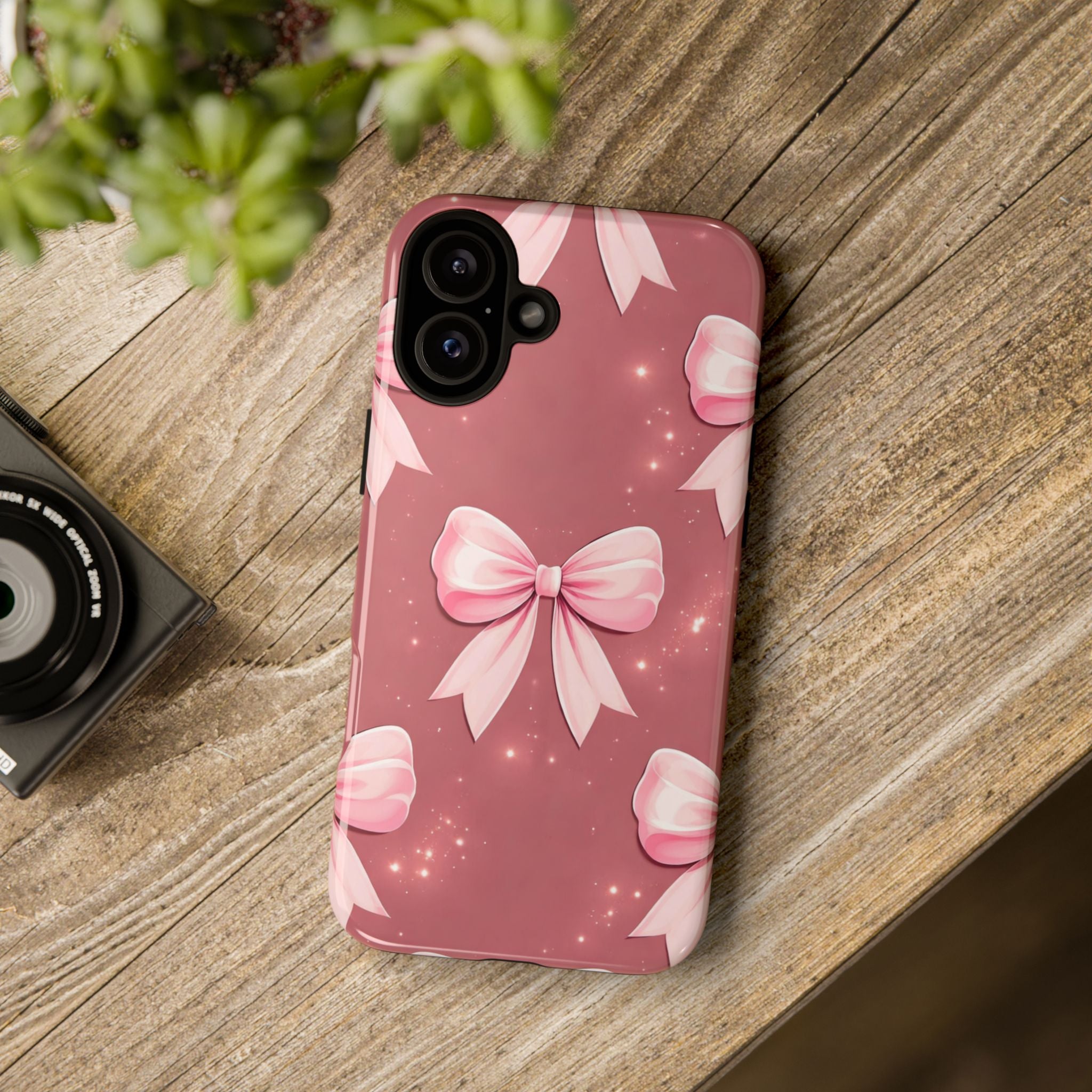 Pink Bow Phone Case, Coquette Aesthetic iPhone & Samsung Case, Cute Girly Pattern Case, Soft Girl Feminine Phone Cover
