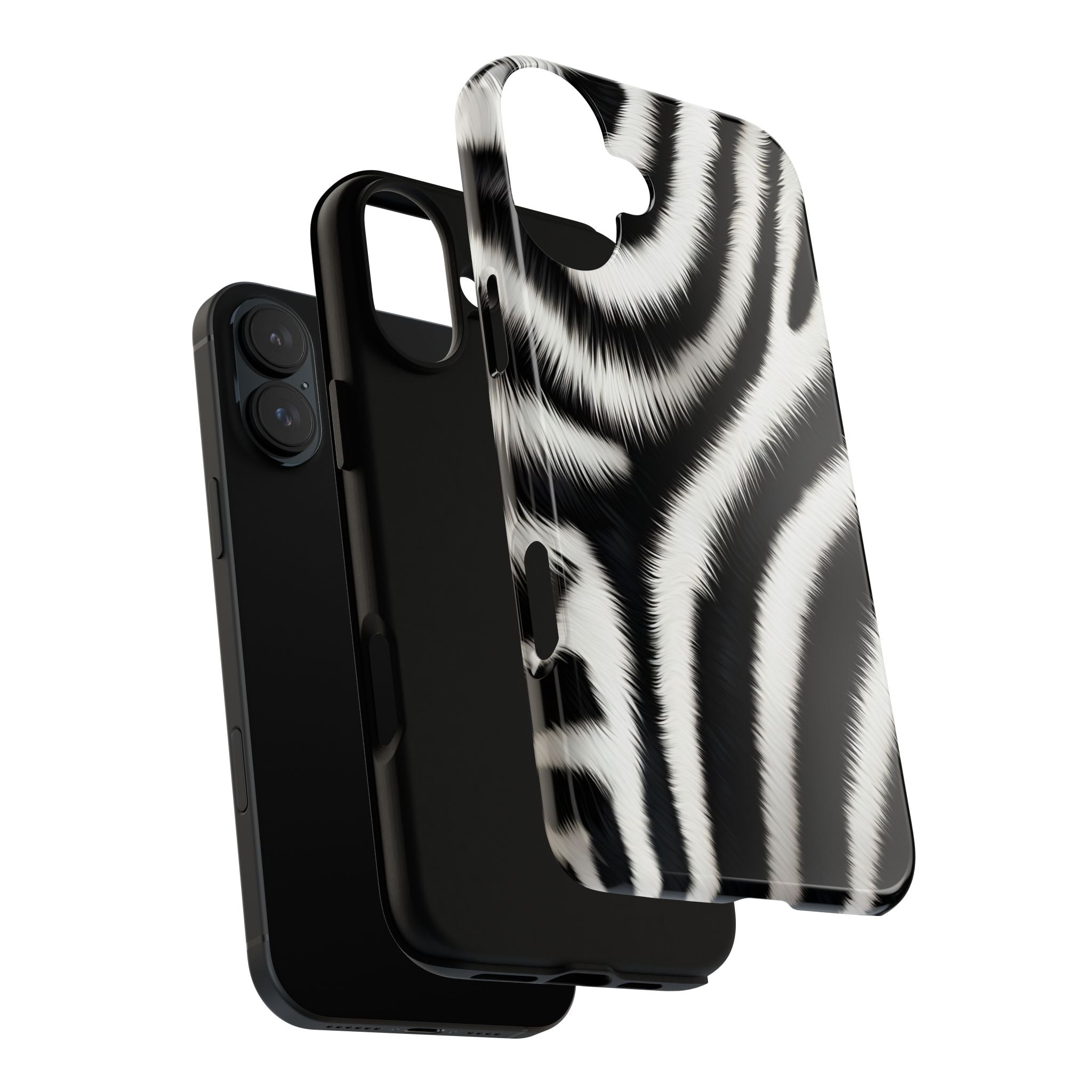Zebra Print Tough Phone Case — Black & White Animal Pattern Protective Cover