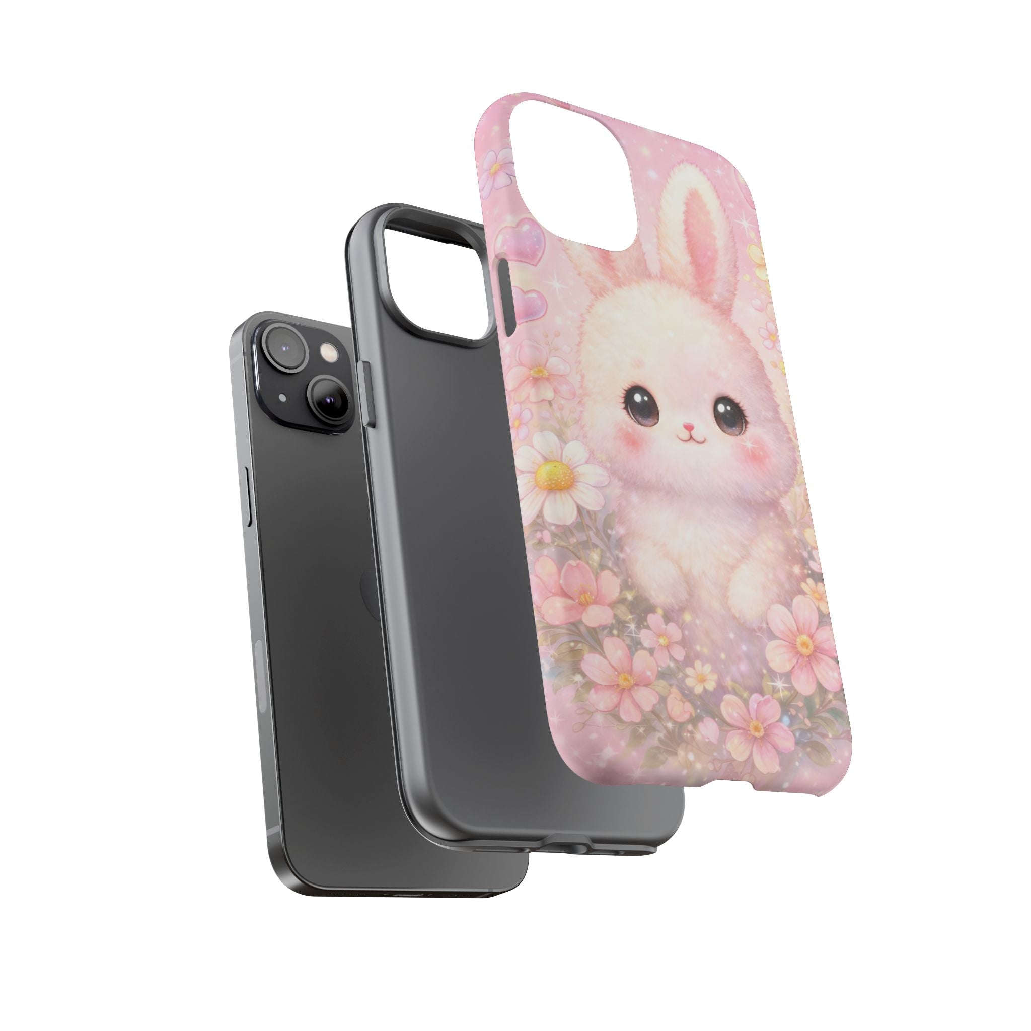 Kawaii Bunny Phone Case – Cute Pastel Bunny Floral Aesthetic iPhone Case, Adorable Kawaii Animal Phone Cover.