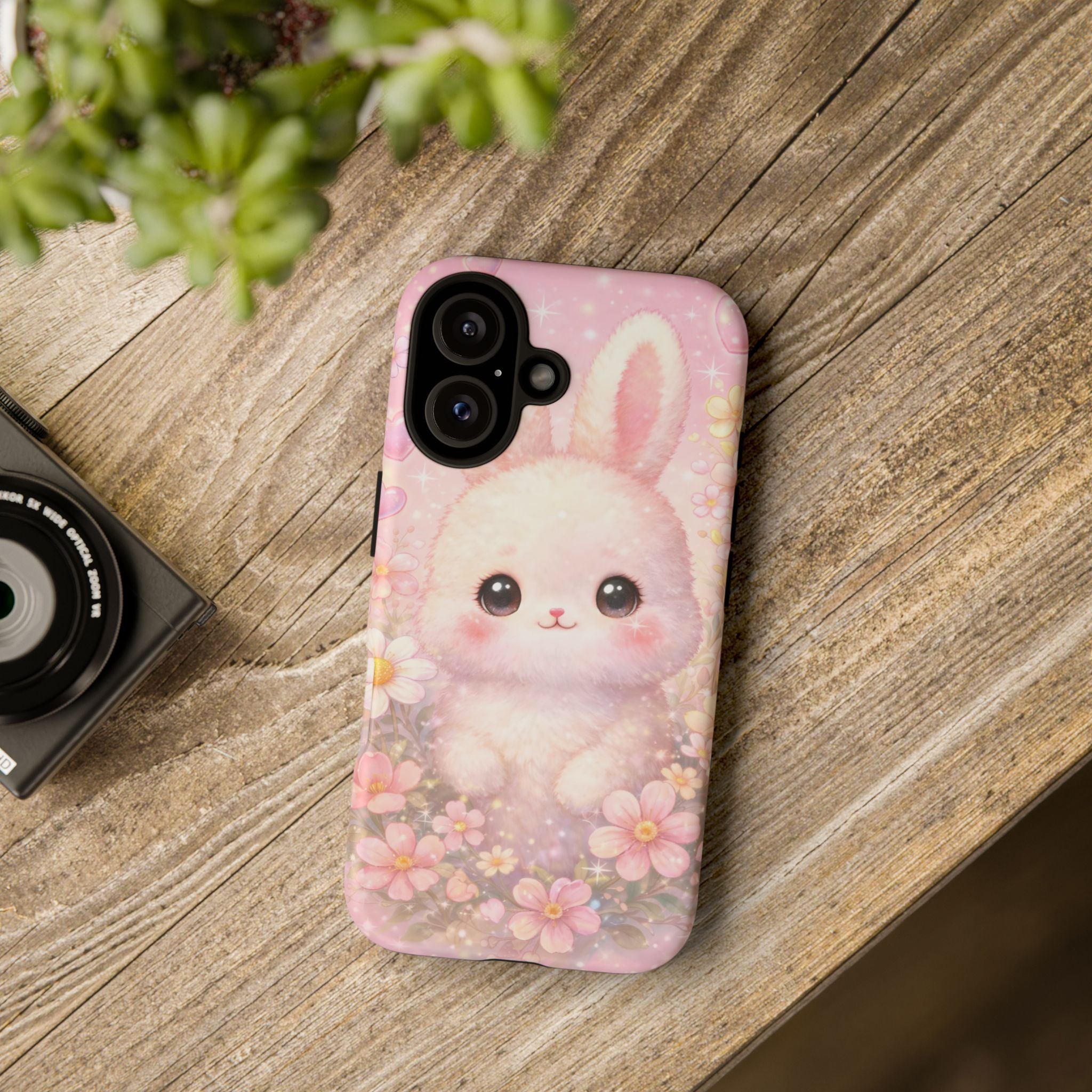 Kawaii Bunny Phone Case – Cute Pastel Bunny Floral Aesthetic iPhone Case, Adorable Kawaii Animal Phone Cover.