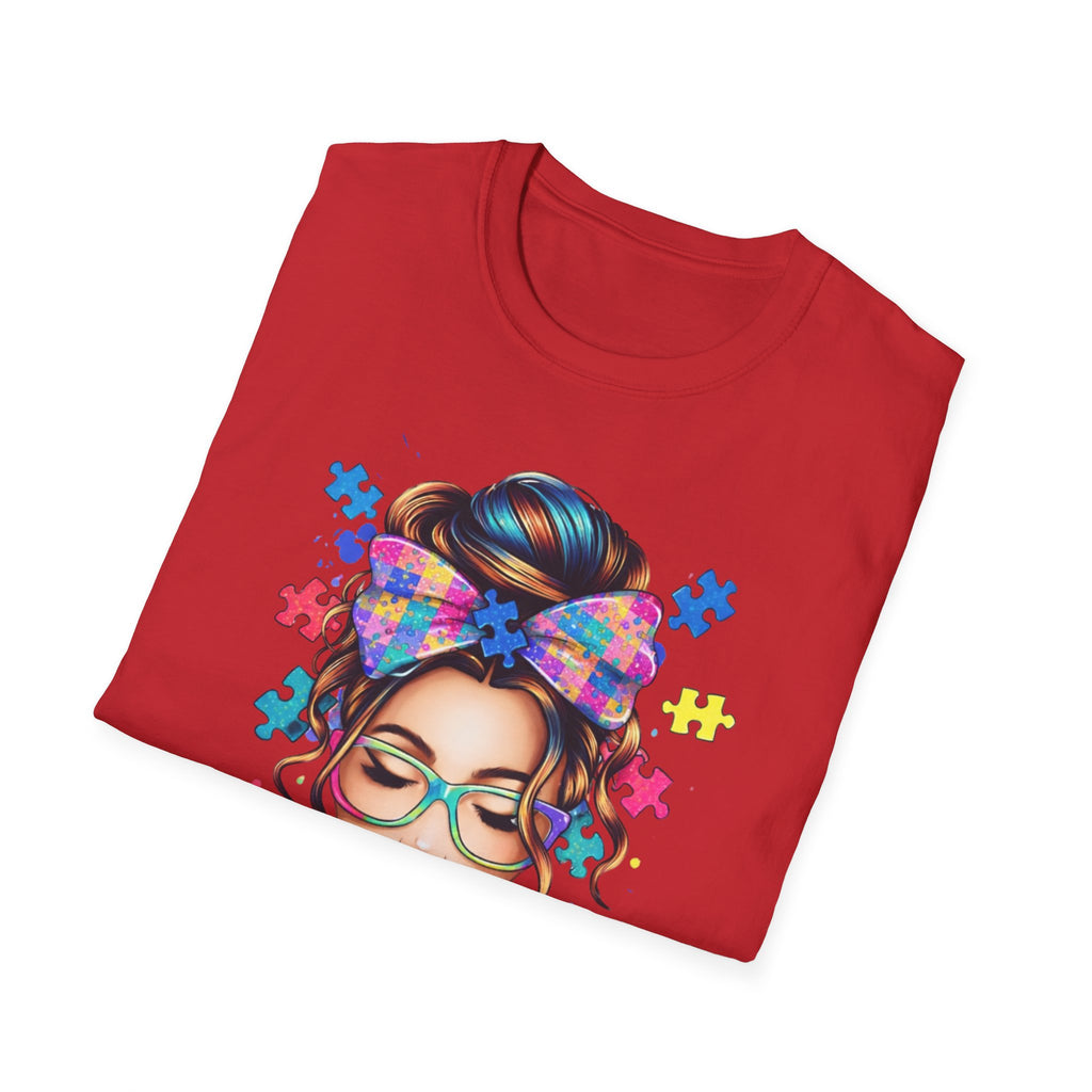 Autism Mom T-Shirt — Colorful Puzzle Heart Design for Proud Moms