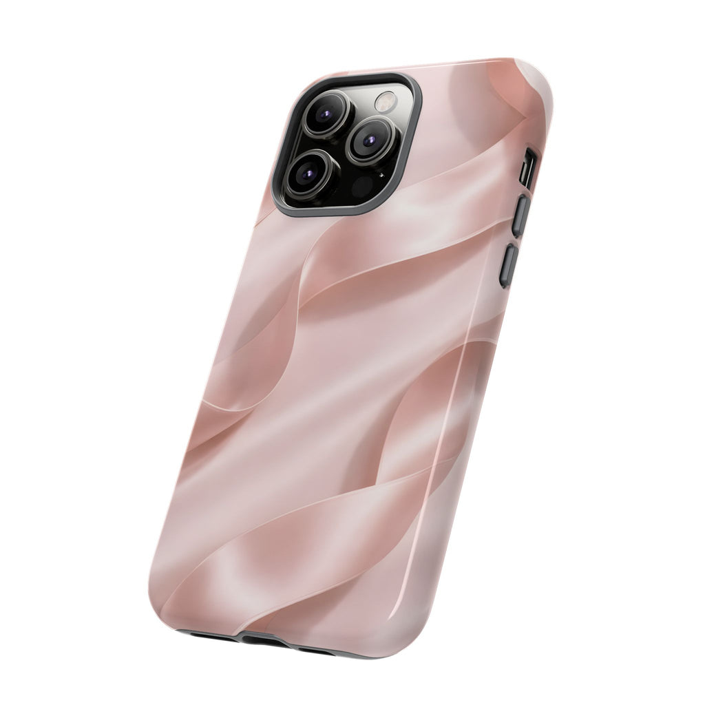 Blush Pink Satin Ribbon Phone Case – Elegant Coquette Aesthetic Luxury iPhone Case, Feminine Designer Bow Phone Cover